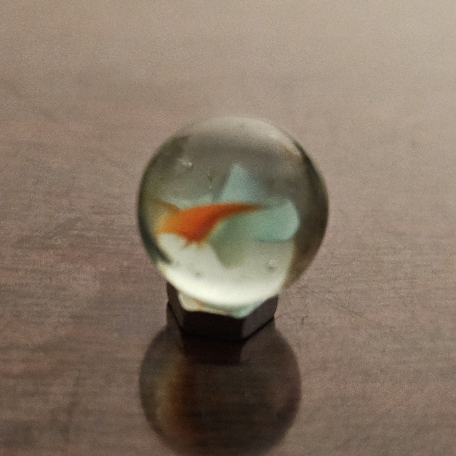 Vintage Red White Blue 3 Lobe Banana Cats Eye .593 Glass Marble