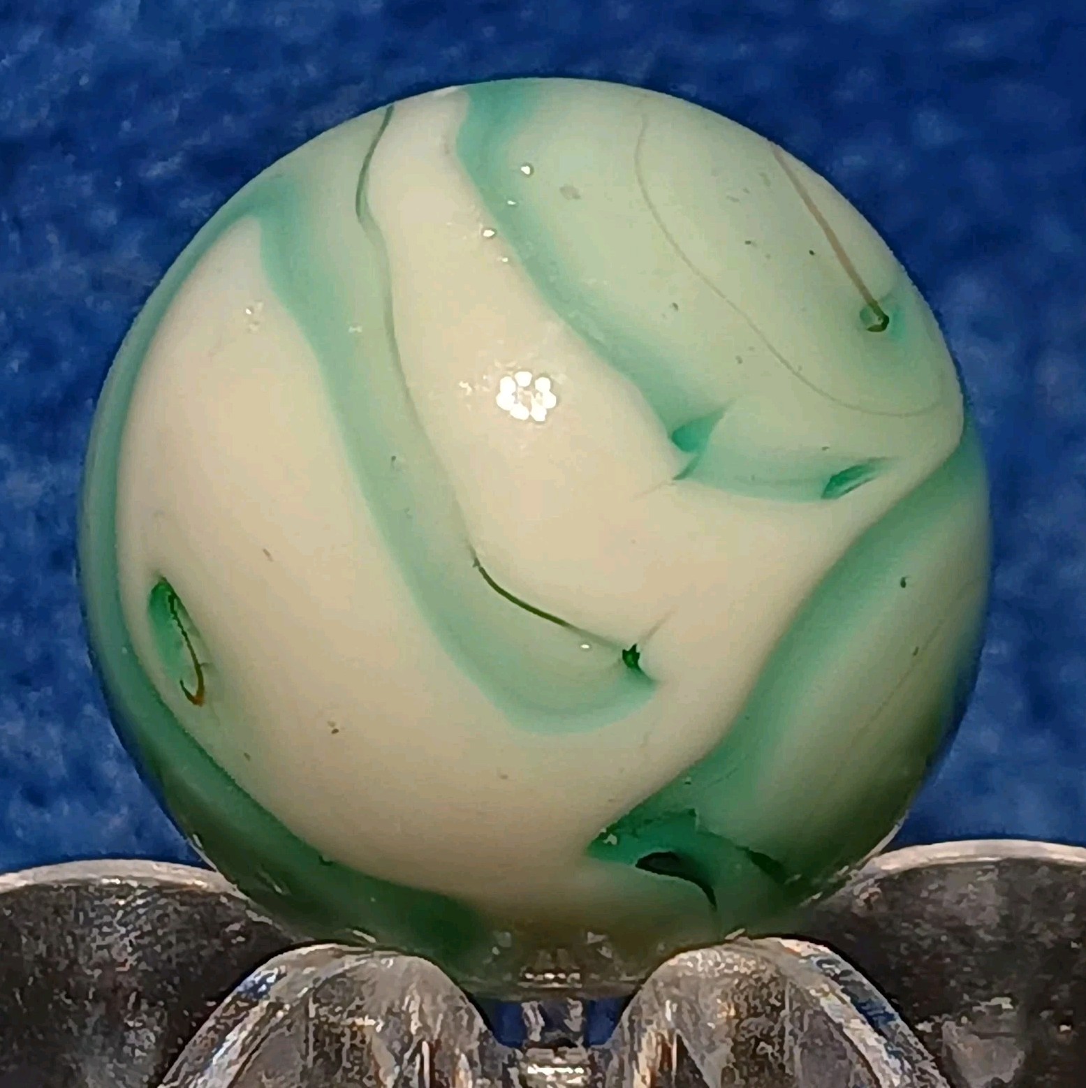 Vintage Heaton Agate “Plum Blossom” Swirl Marble. 58″ Nm. Vitrolite Oxblood.