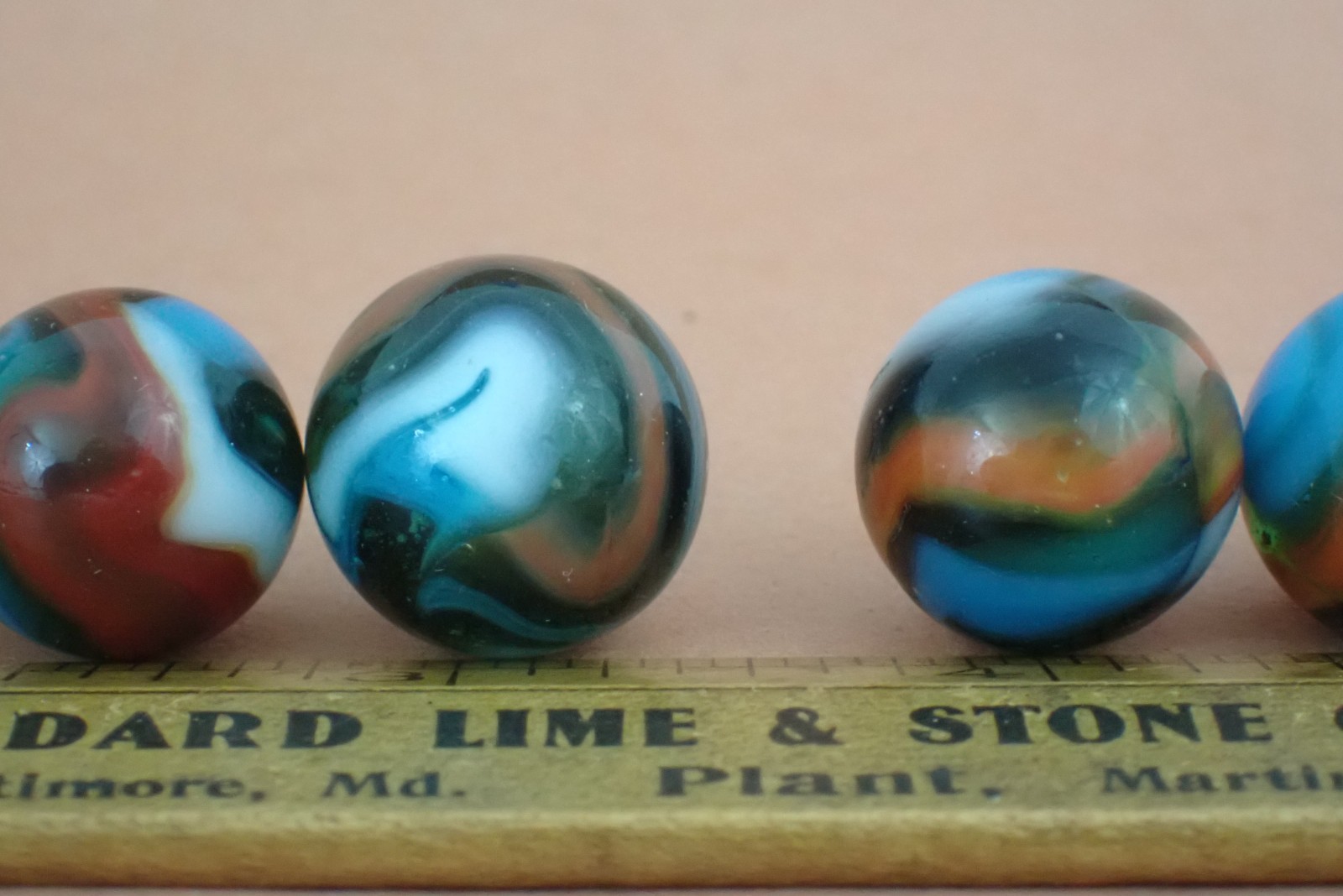 Group of 8 Vintage Peltier Glass MCS Marbles Estate Find Multi-Colored Swirls #6
