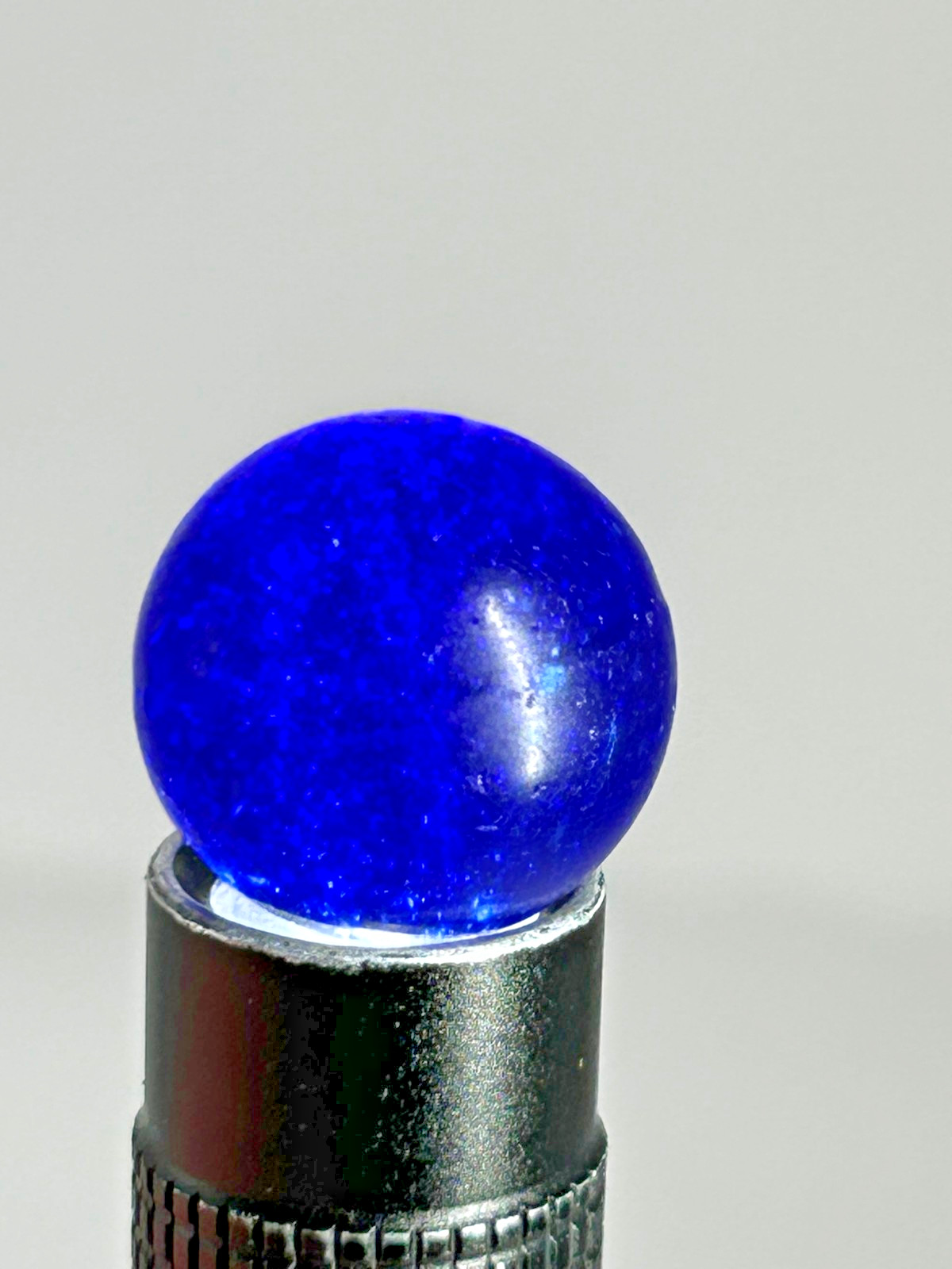 Antique German Handmade Blue Mica w/Filament Marble 83/128″ Mint m38