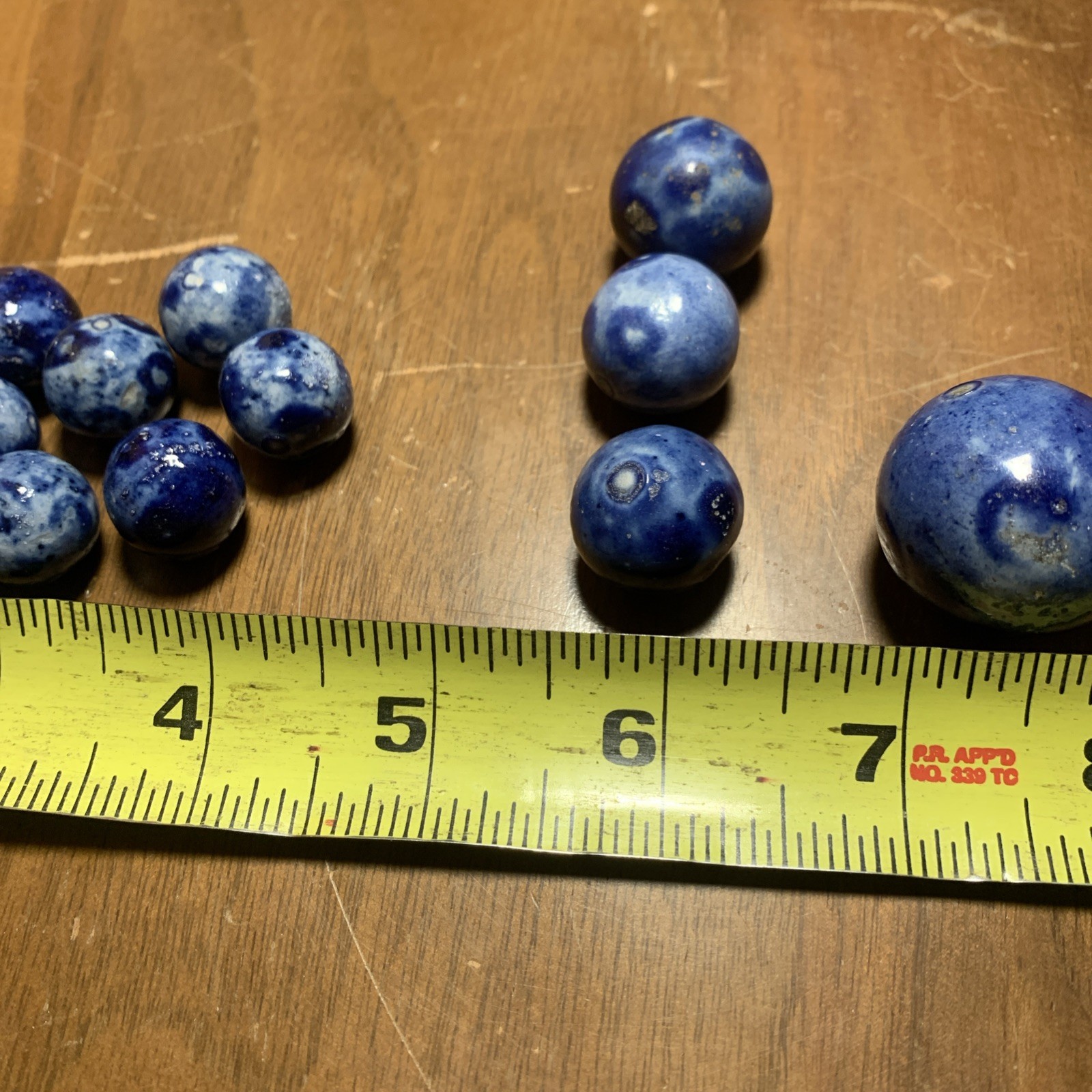 Lot Of 20 Bennington Blue Marbles Vintage Various Sizes