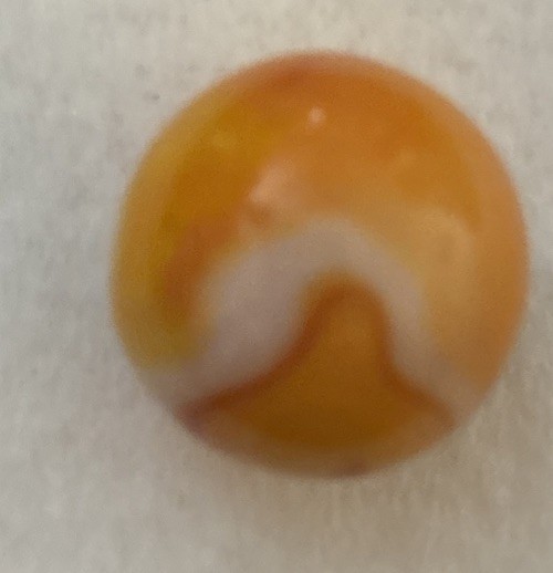 Yellow orange & white swirl machine made marble collectible