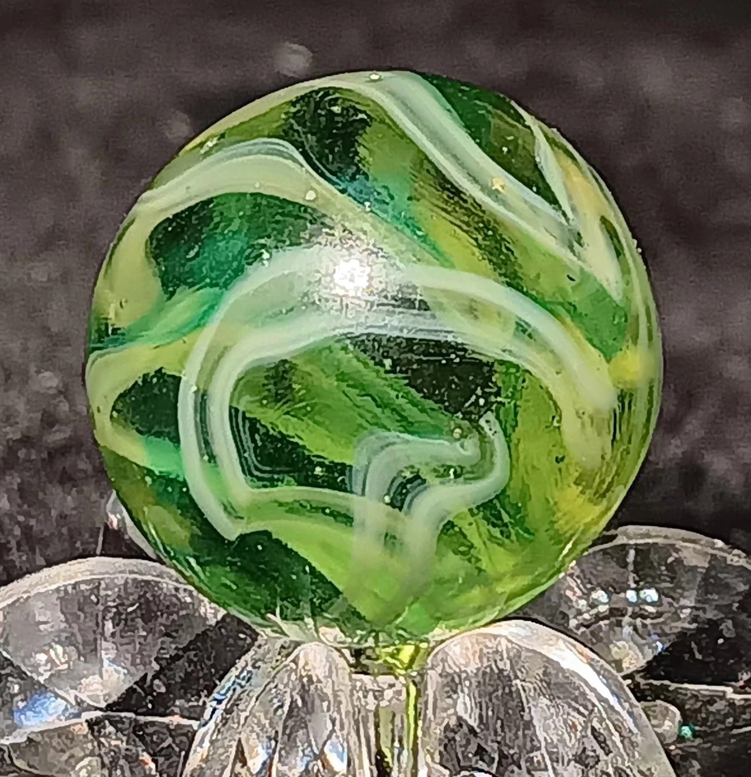 Stunning Ravenswood Transparent Swirl Marble. .60″ Mint. Uv Active.
