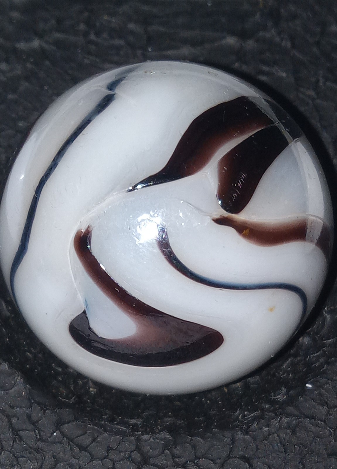 Vintage 1930s Alley Agate Black White Swirl Boulder Marble 1-1/4″ Toe Breaker…