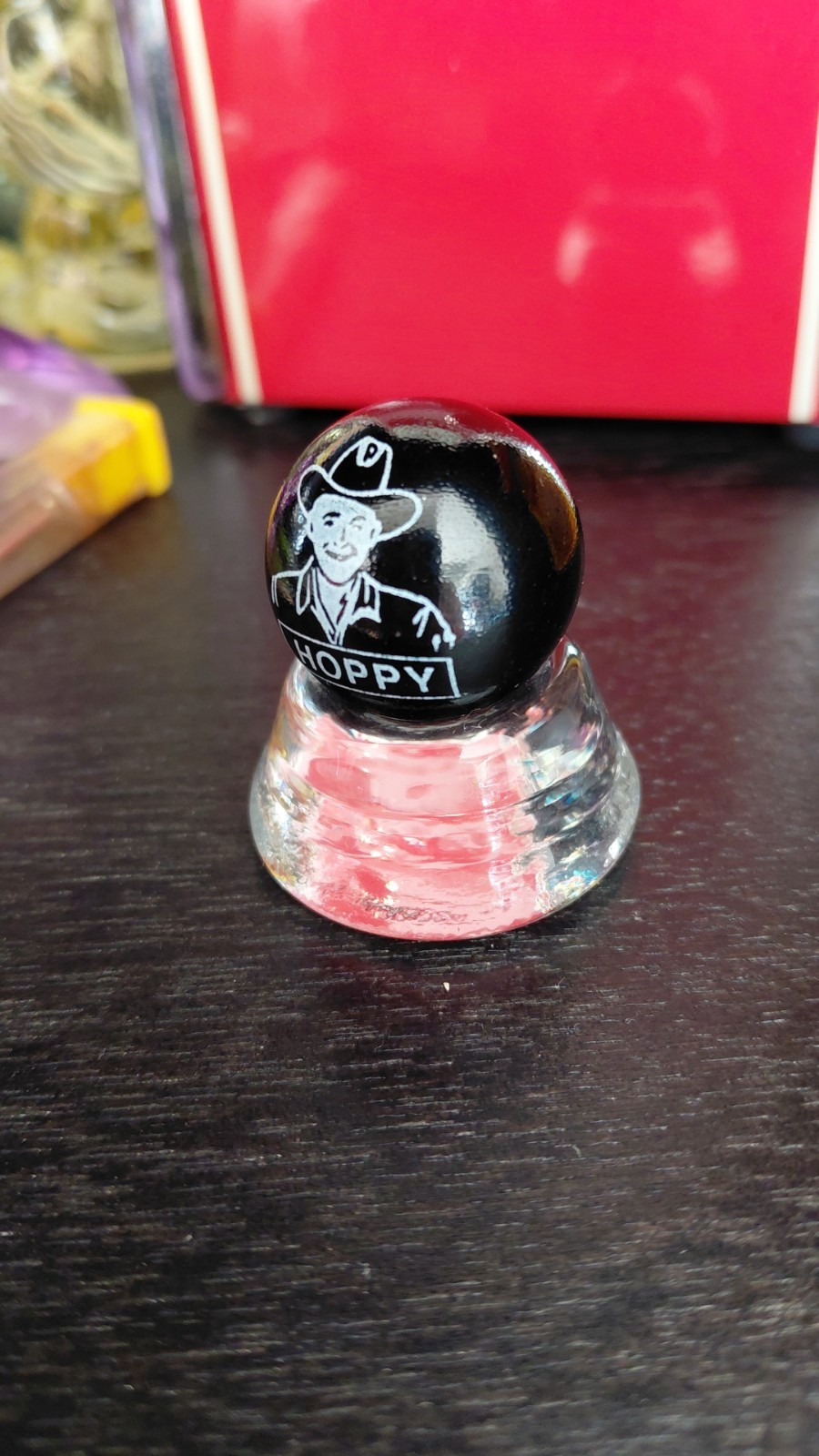 Logo Printed Machine Made Toy Marble with Hoppy Cowboy Design, Black