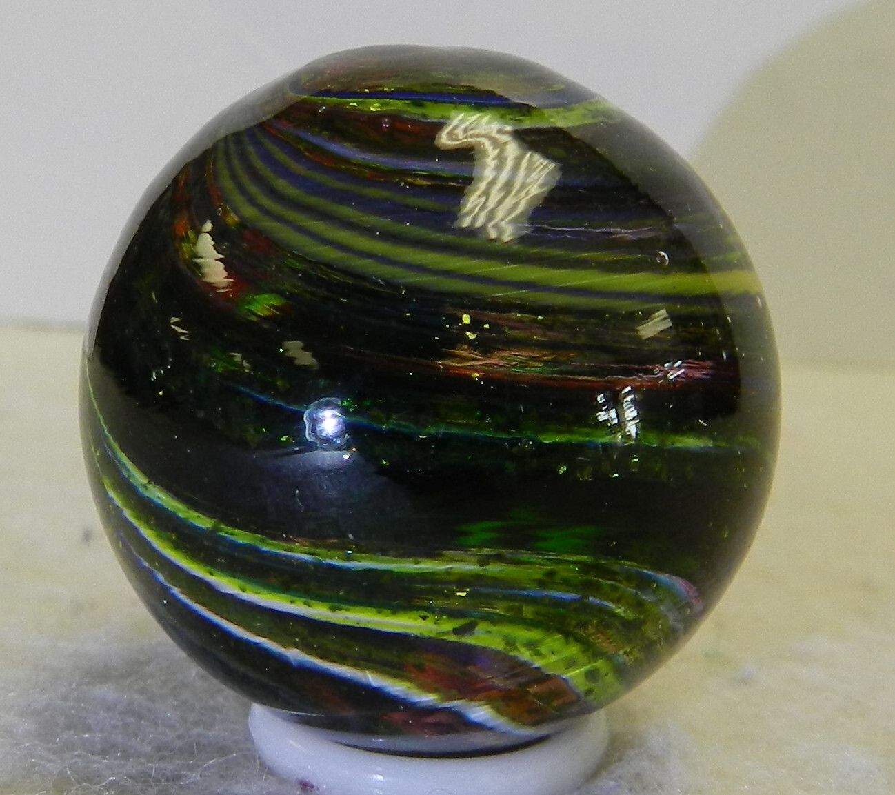 #16639m Contemporary Handmade Swirl Marble Heavy Aventurine 1.15 Inches