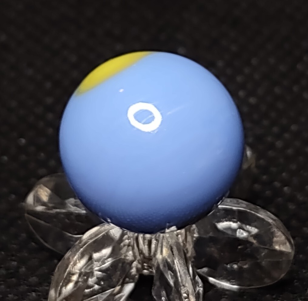 Blue & Yellow Special Blend AKRO Agate CORKSCREW Swirl VINTAGE Marbles NM .60″