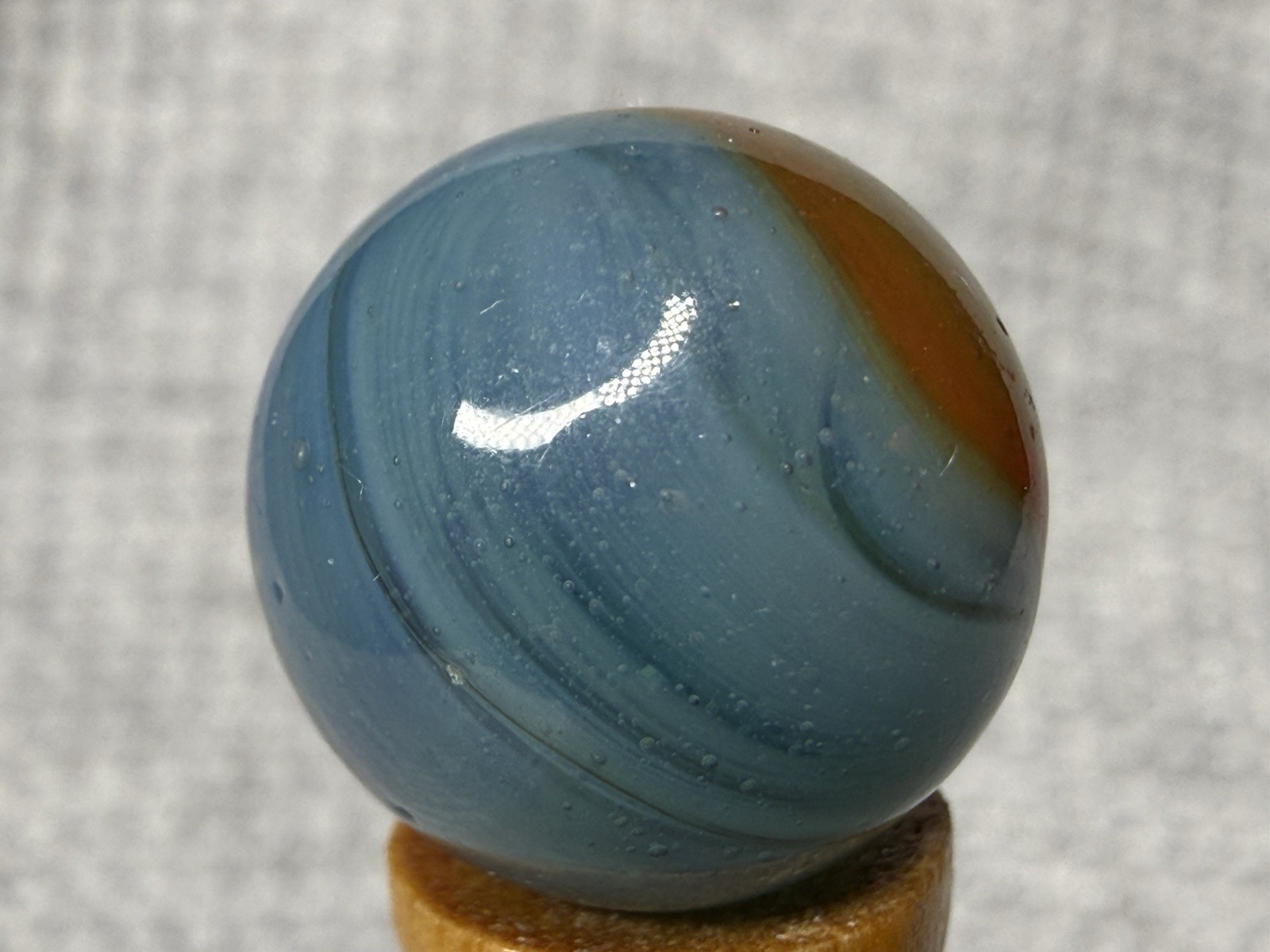 Lot Of 6 Peltier Rainbo Marbles Translucent Blue, 5/8” NM(+) To Mint