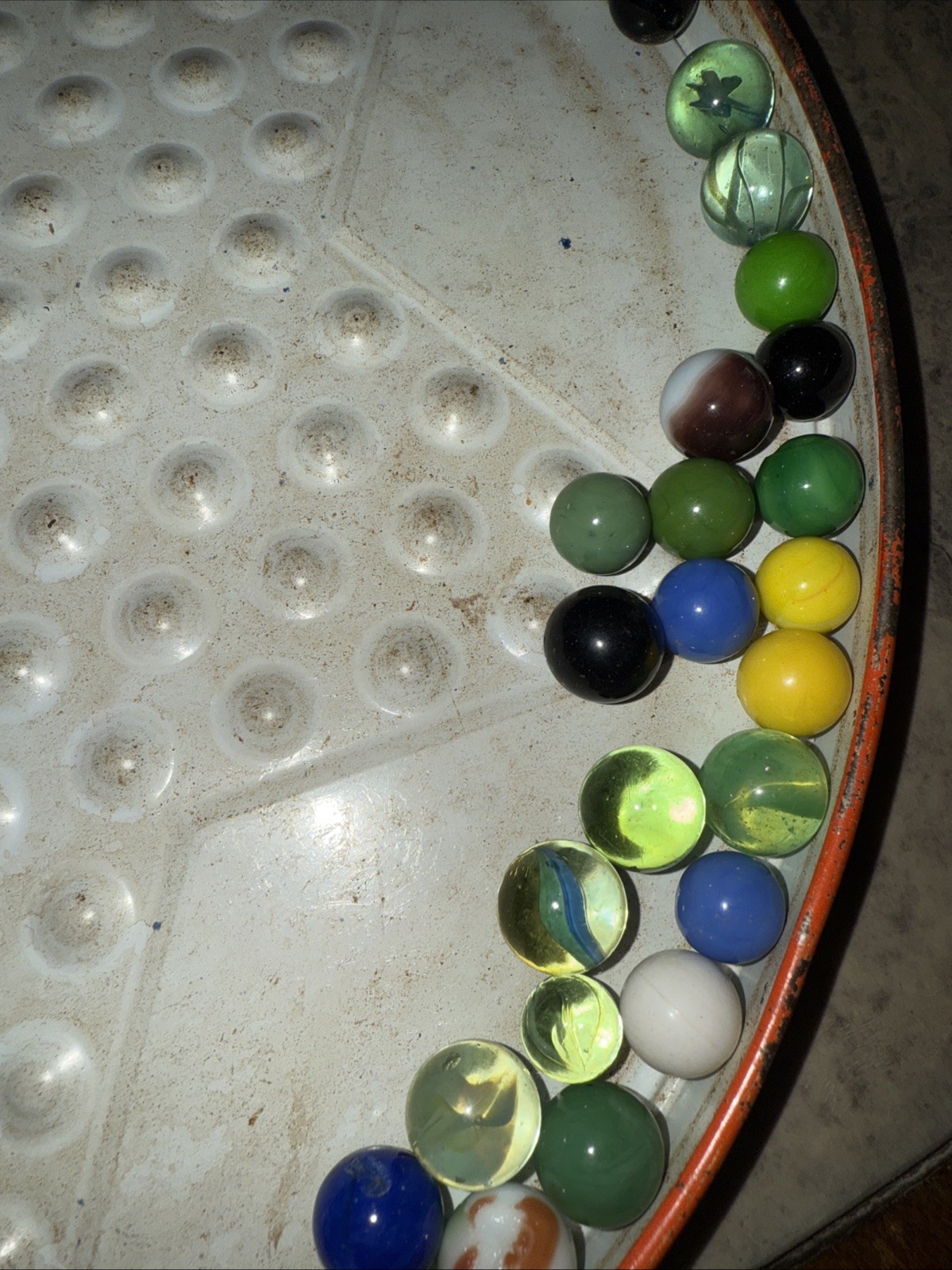 Lot of 186 Vtg Glass Marbles Multiple Colors Mini Glass Coffee Pot Used