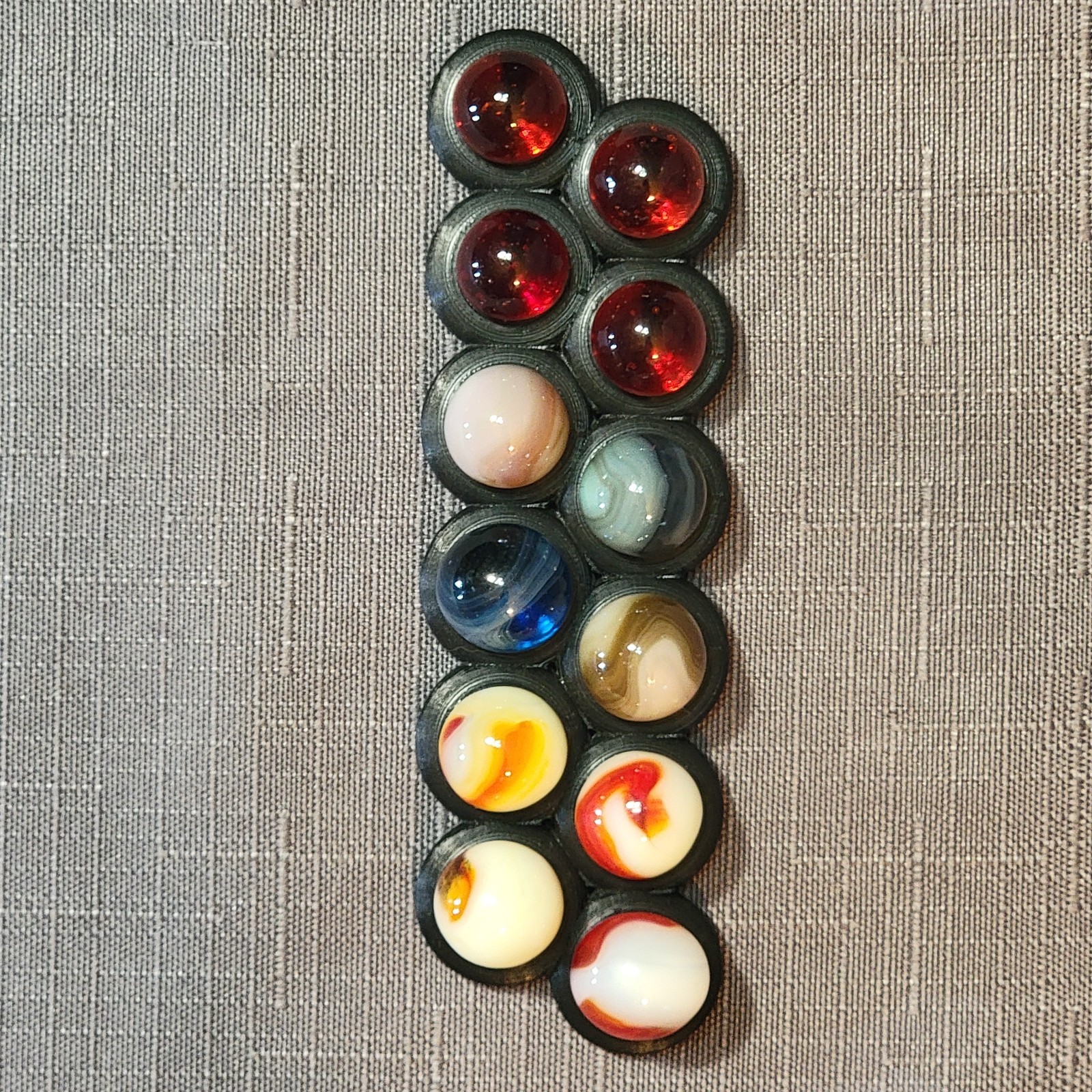 12 Vtg UV Reactive Marbles|Uranium|Cadmium|Cherry Red|Classic Mixed Lot + Stand