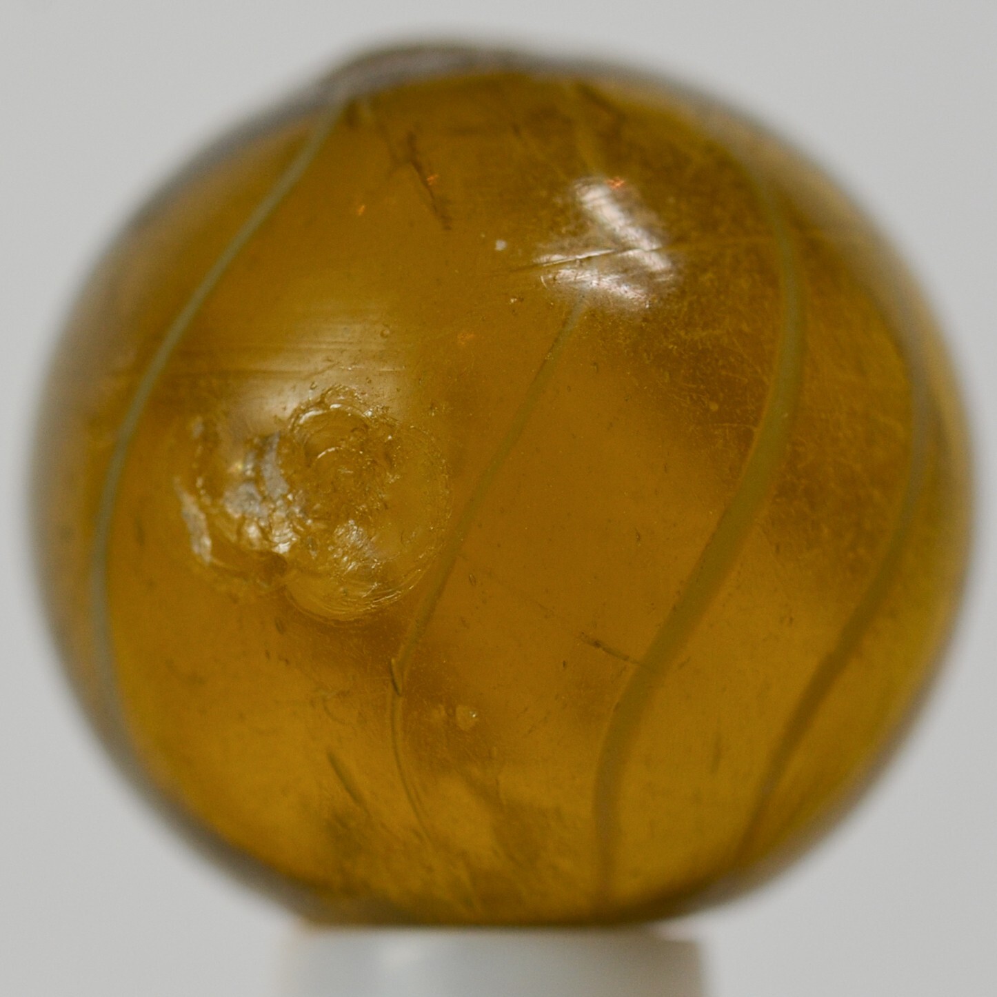 Handmade Gooseberry Marble, Amber Glass, 11/16 in, Good+, Chip, Germany, S1412