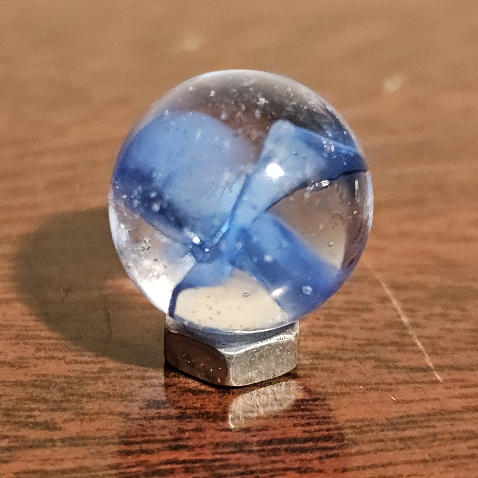 Vintage CE Bogard Blue 4 Lobe Floppy .625″ Glass Marble