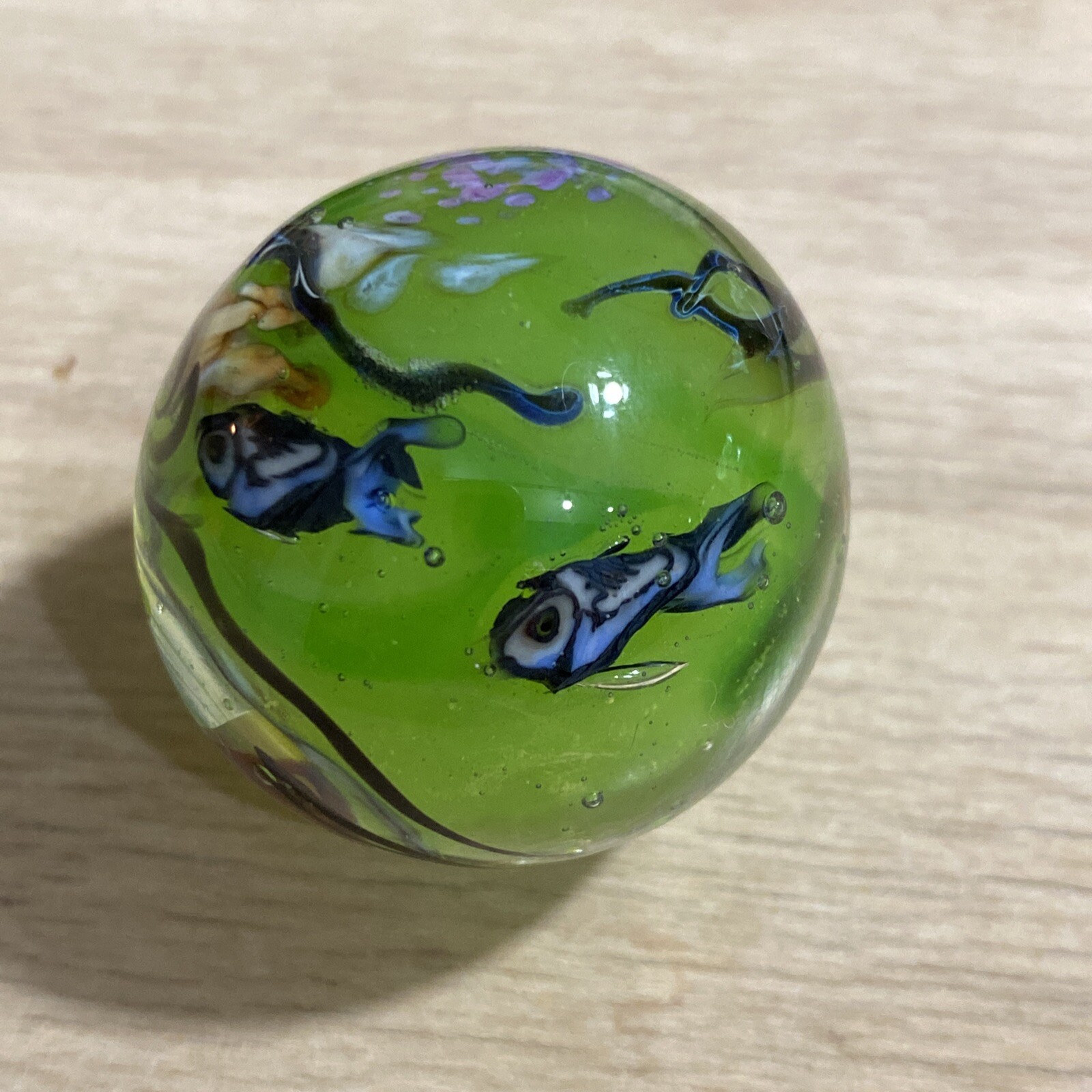 handmade art glass marbles Little Jellyfish Green Lagoon Of Murano