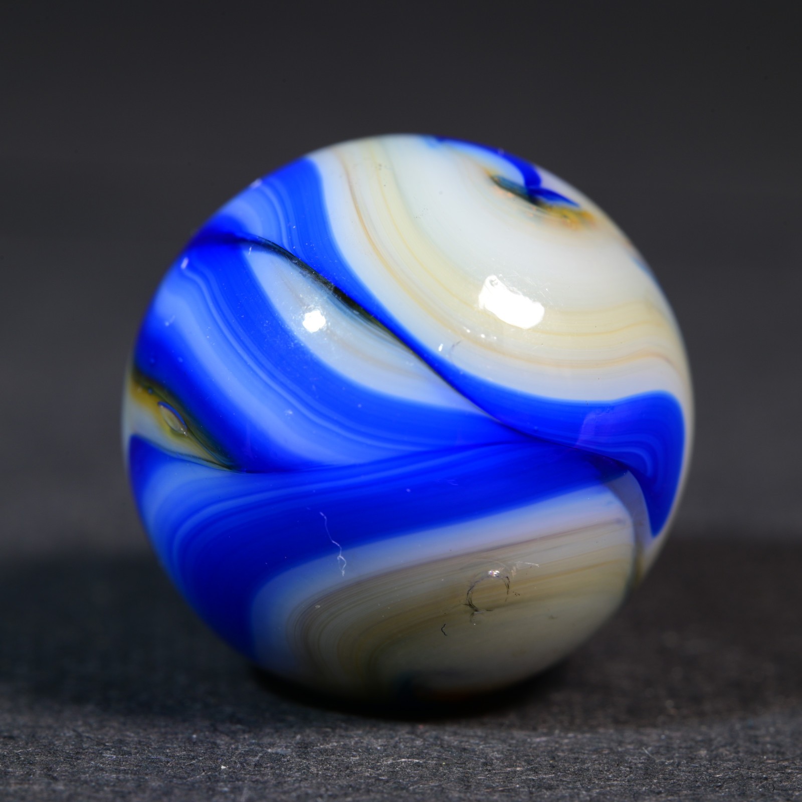 Veiligglas Opaque Vintage Marble 1960’s Crystal Orange & Cobalt 16.1mm 5/8”