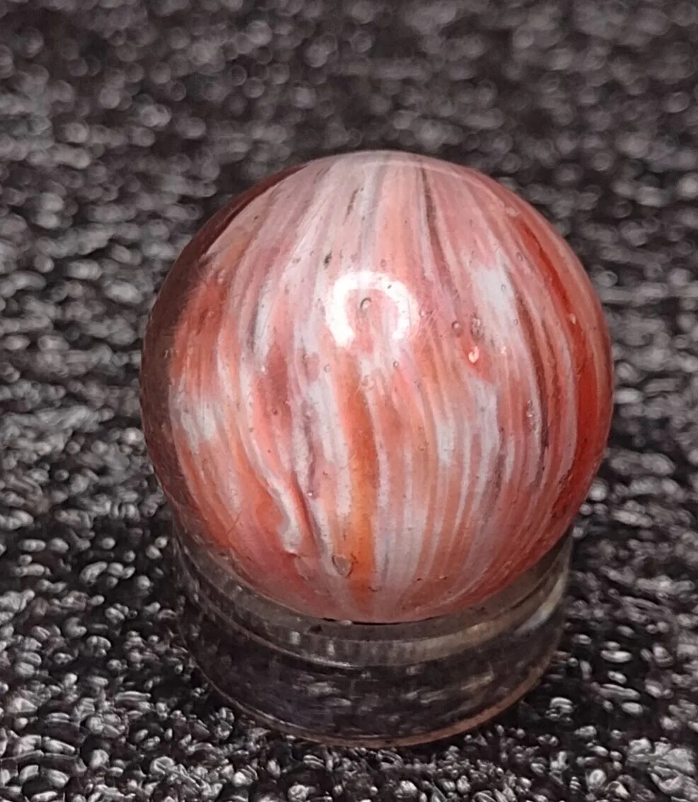.70″ ✨☁️ SILVER MICA EOD Shrunken OnionSkin Swirl Antique Glass German Marbles
