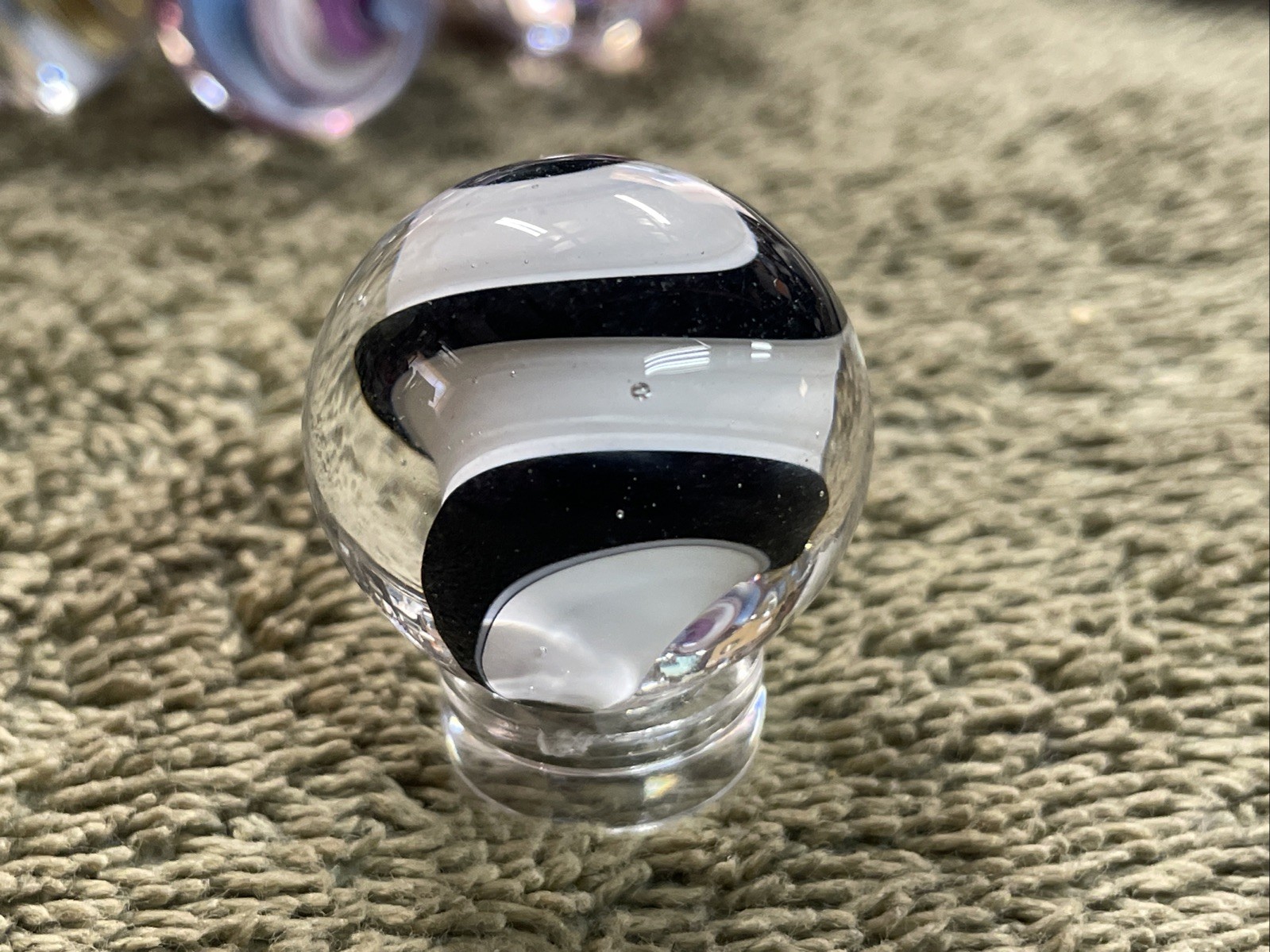 Handmade Contemporary Glass Art Marble 1” Spiral Dichroic Swirl