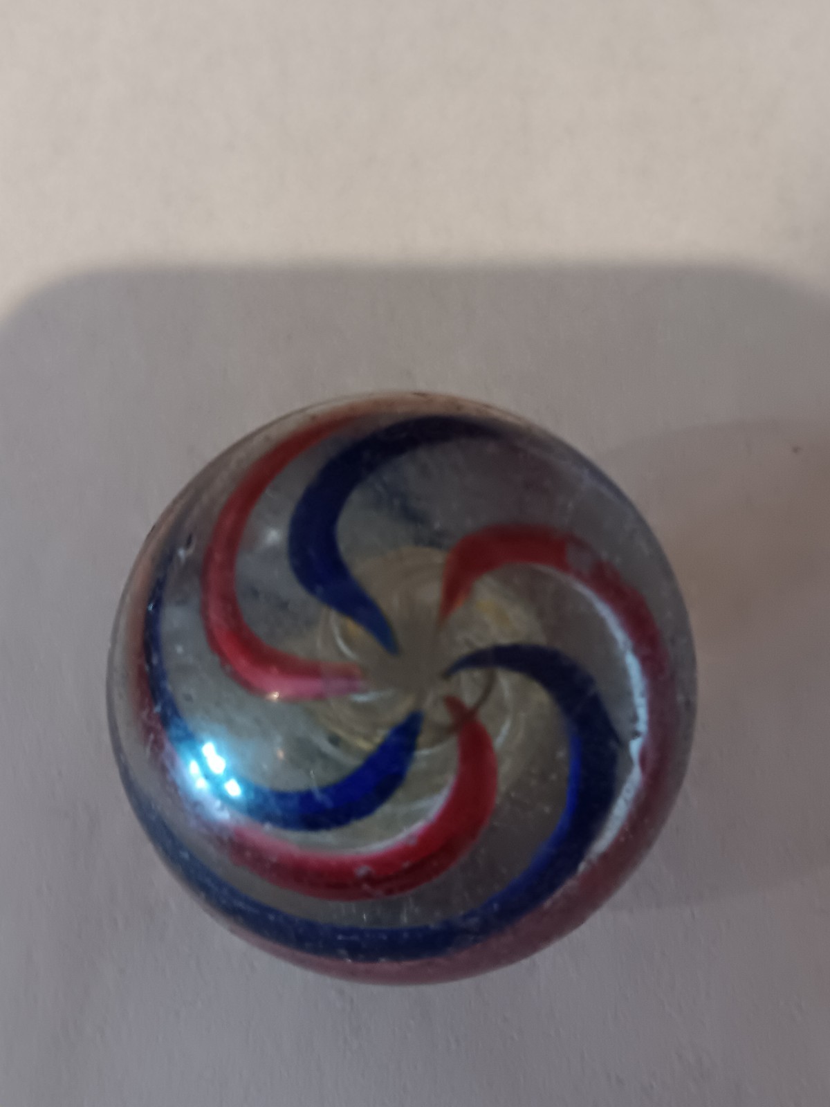German Latticino Marble Yellow And White Core. One Small Chip 1.68 Inch Nice One