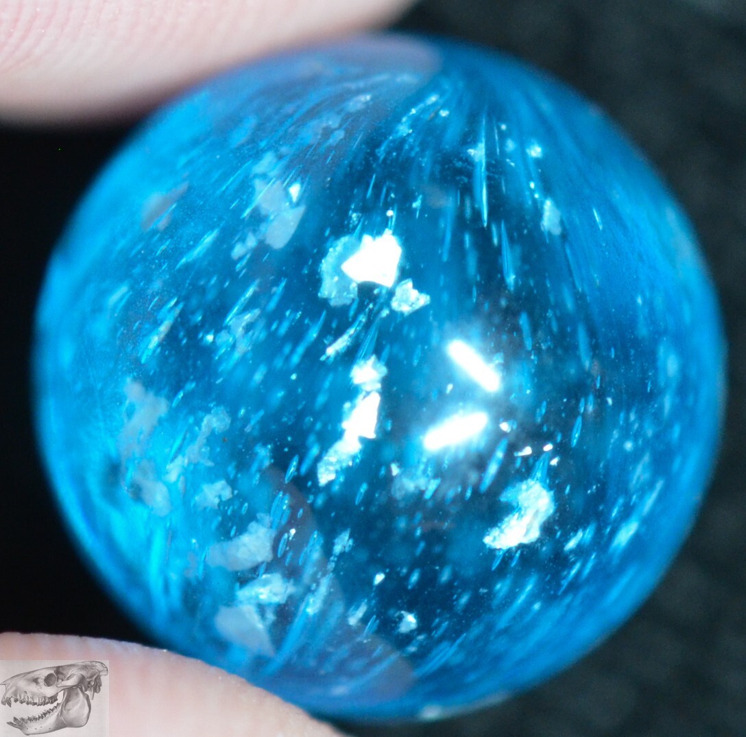 Handmade Aqua Blue Mica Marble, 9/16 in, Polished, 1860-1920, Germany S905