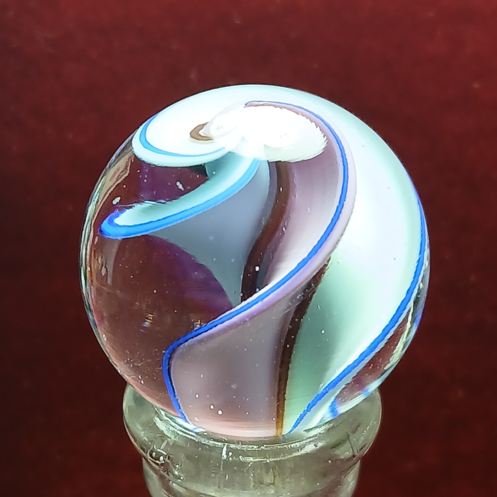 Mint 7/8″ Pastel tri-color contemporary swirl Marble! Pink, Baby Blue, White
