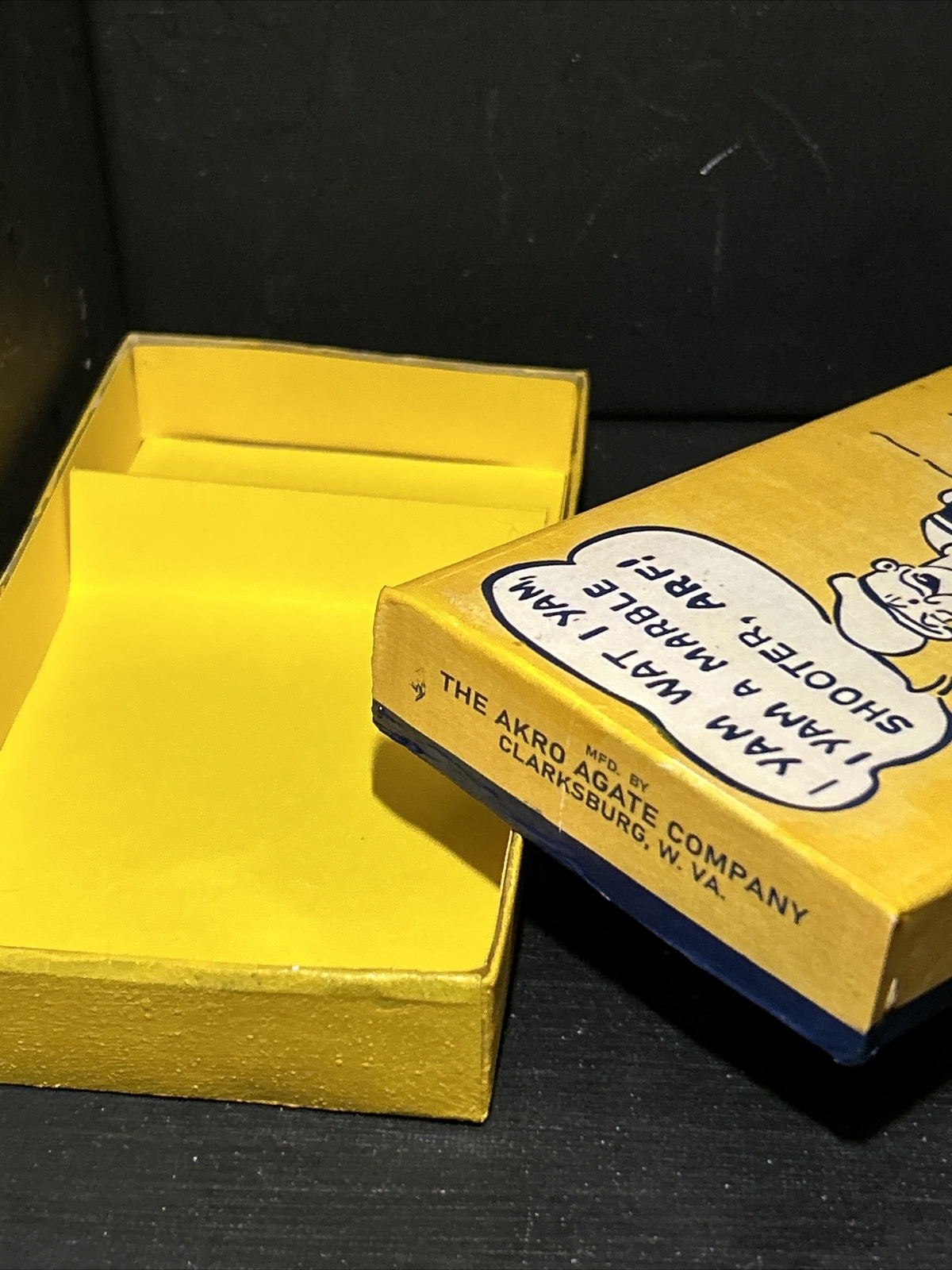 Akro Agate Popeye Box Repro Box No 116 Yellow