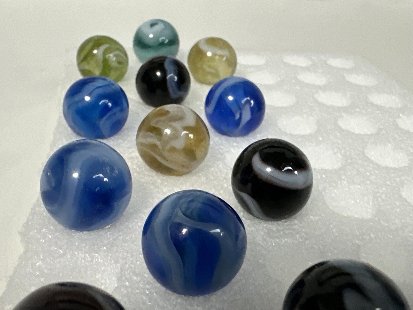 115 Lot Of 15 Vintage Alox Swirl Marbles!