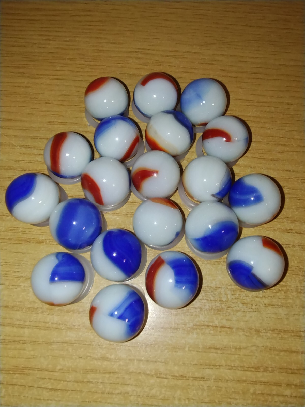 Patriotic (Red White Blue) Liberty Marbles Florescent UV Reactive Uranium Glass