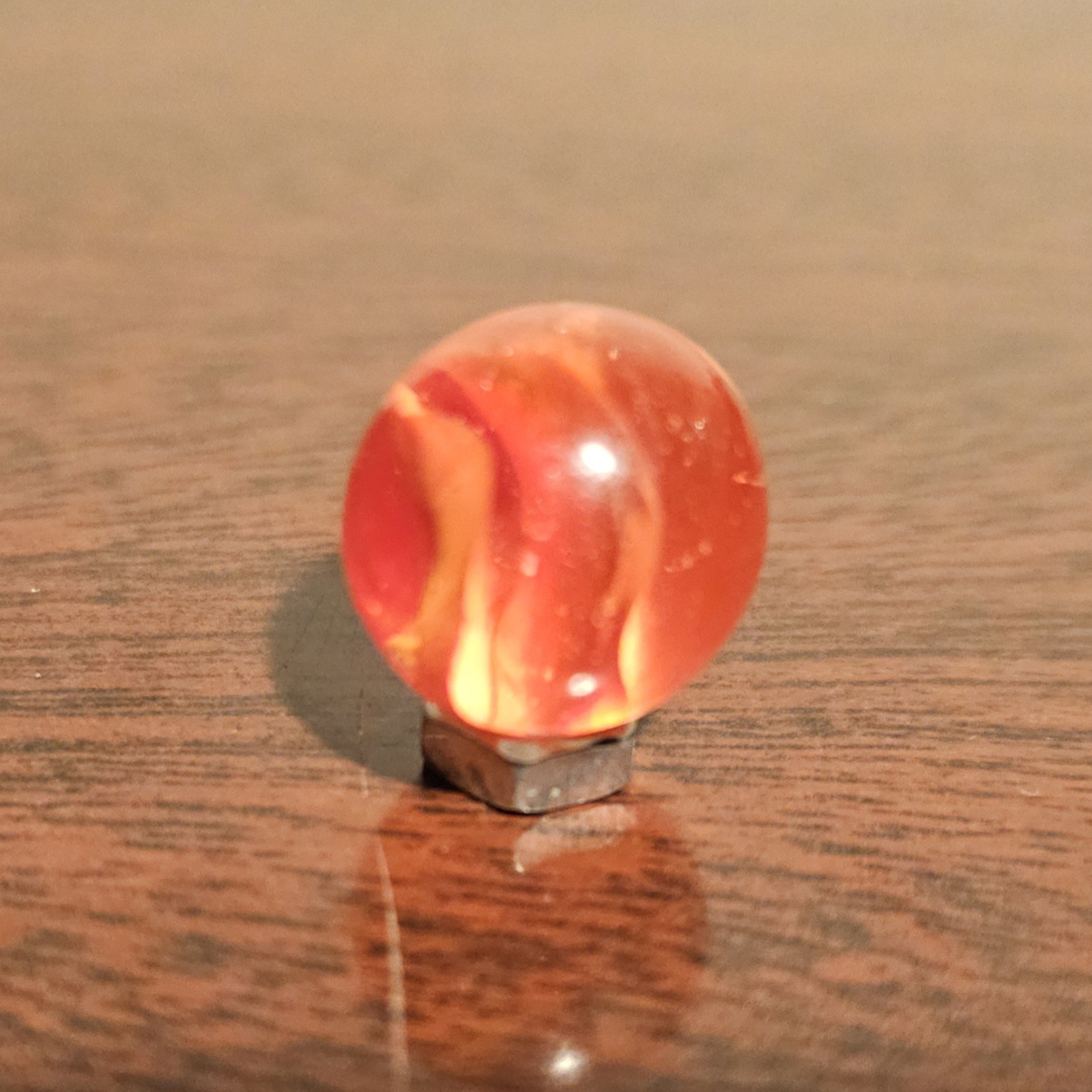 Vintage CE Bogard Orange Floppy 4-Lobe .625″ Glass Marble