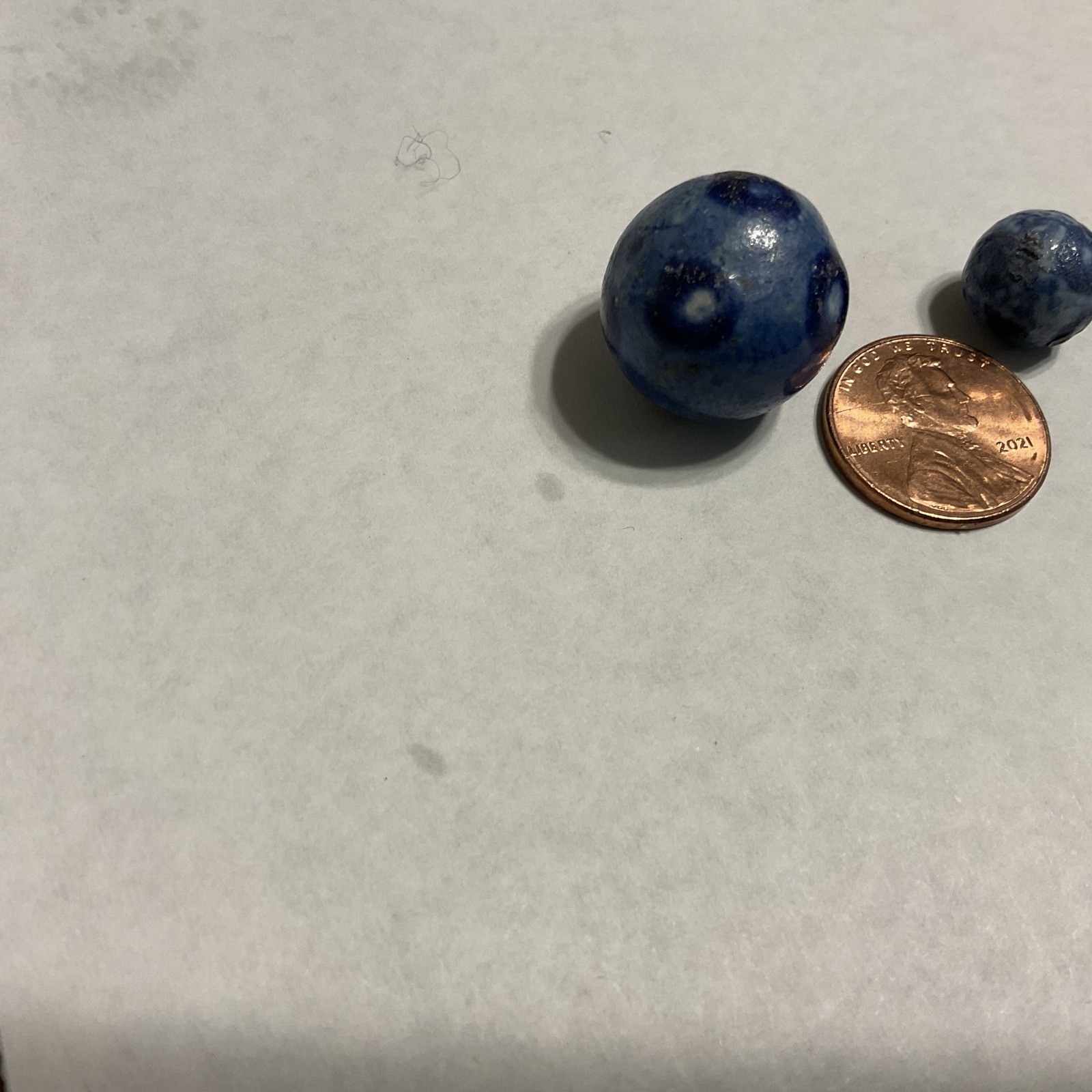 2 Antique Blue Marble Diameter 13/16” & 1/2”