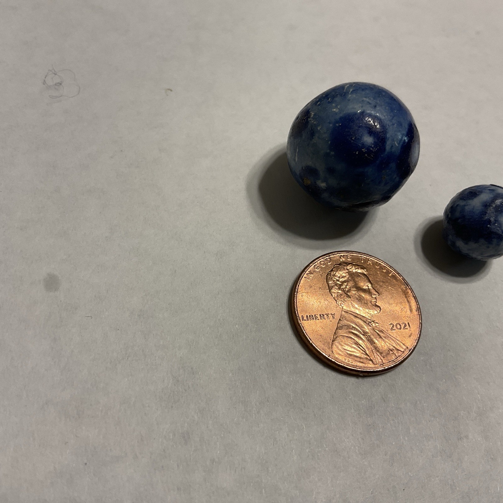 2 Antique Blue Marble Diameter 13/16” & 1/2”
