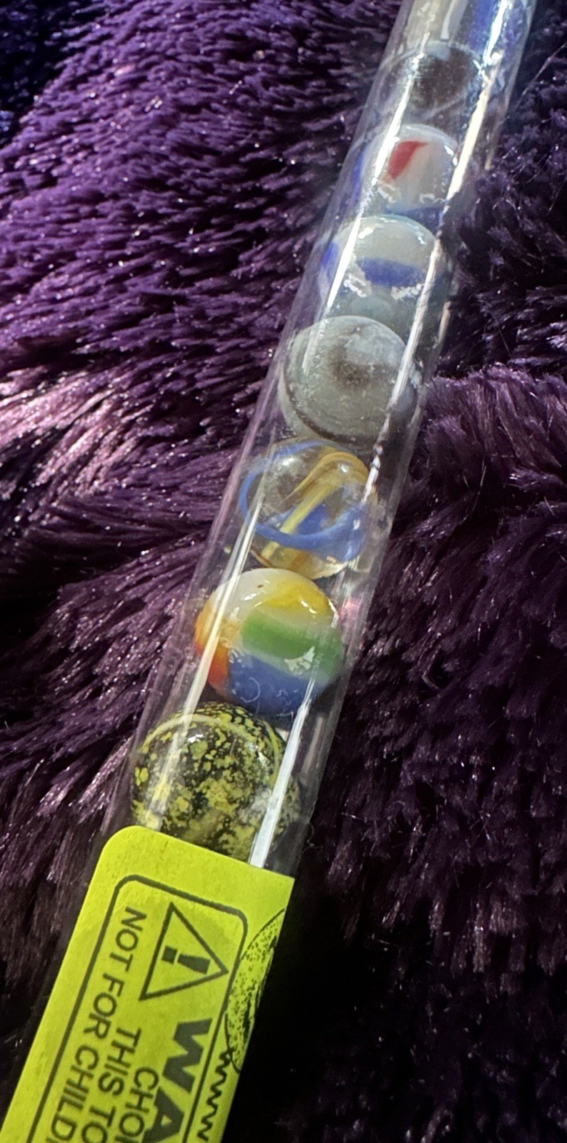 Moon Marble Company Tube of 20 Multicolored Marbles Lot Different Sizes