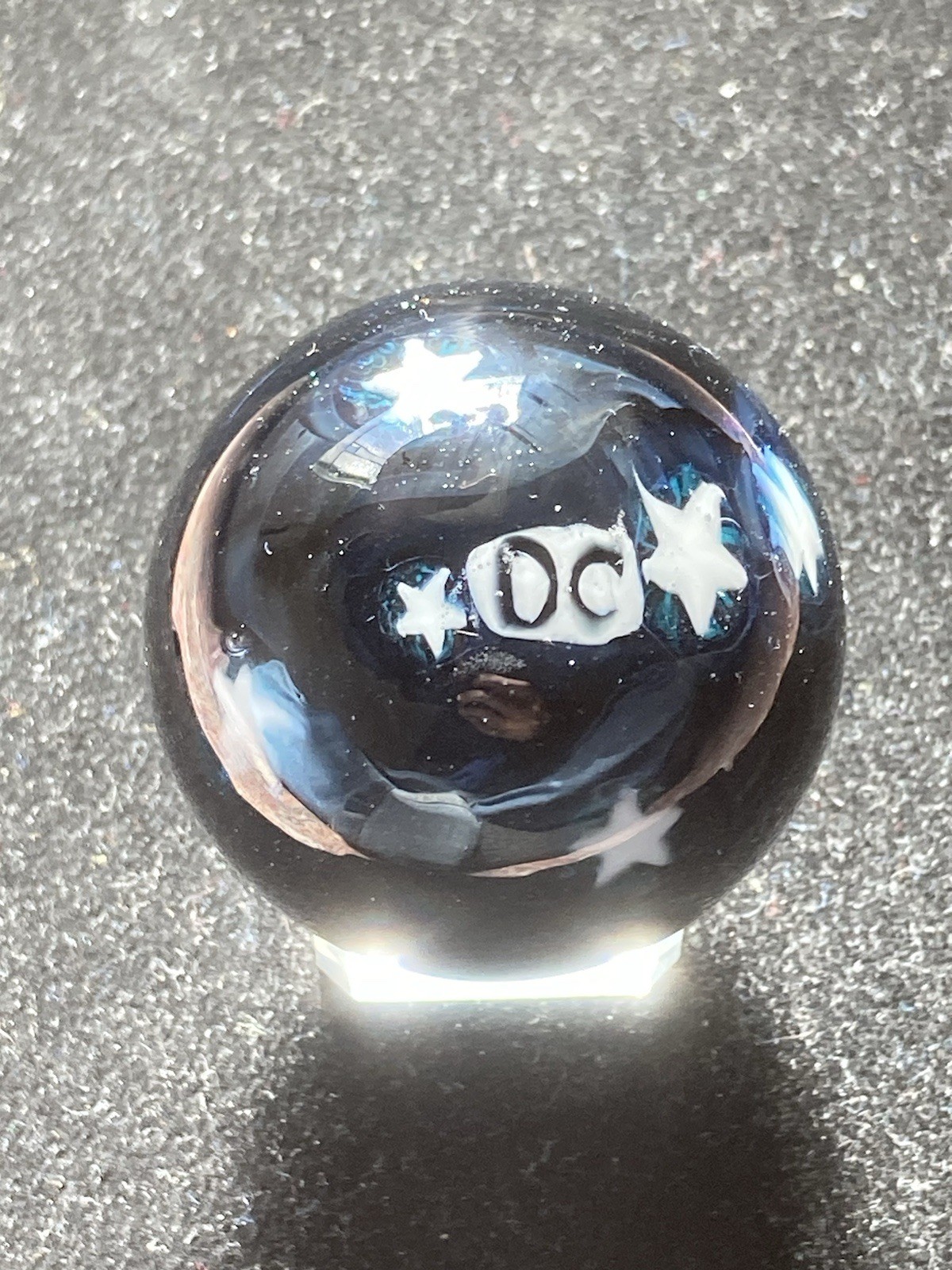42mm Glass Boro Marble Deep Space Opal 24k Gold Fume swirl Sculpture Stars