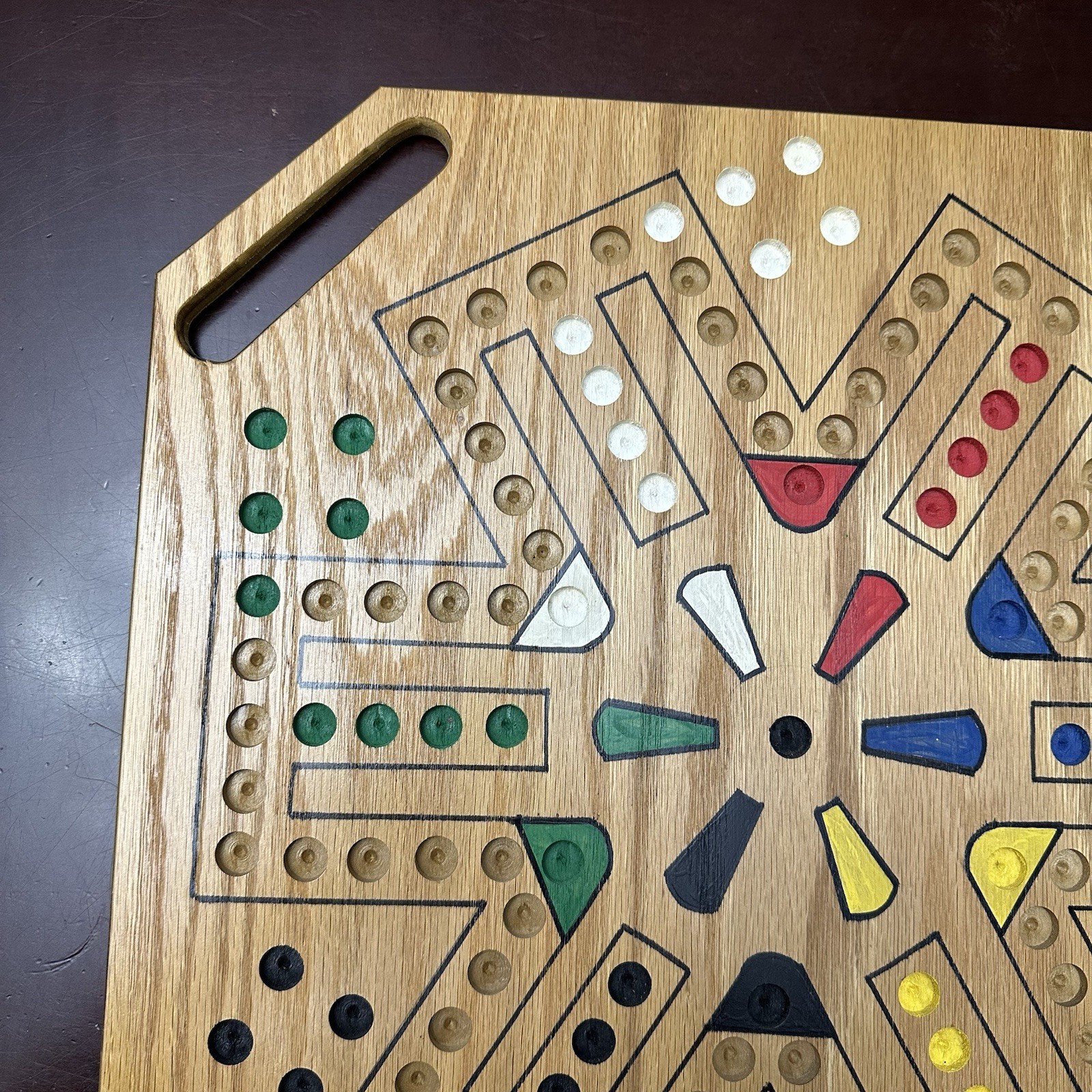 Marbles Wood Aggravation Board Game 2, 4 & 6 player Hand made Wahoo Double Sided