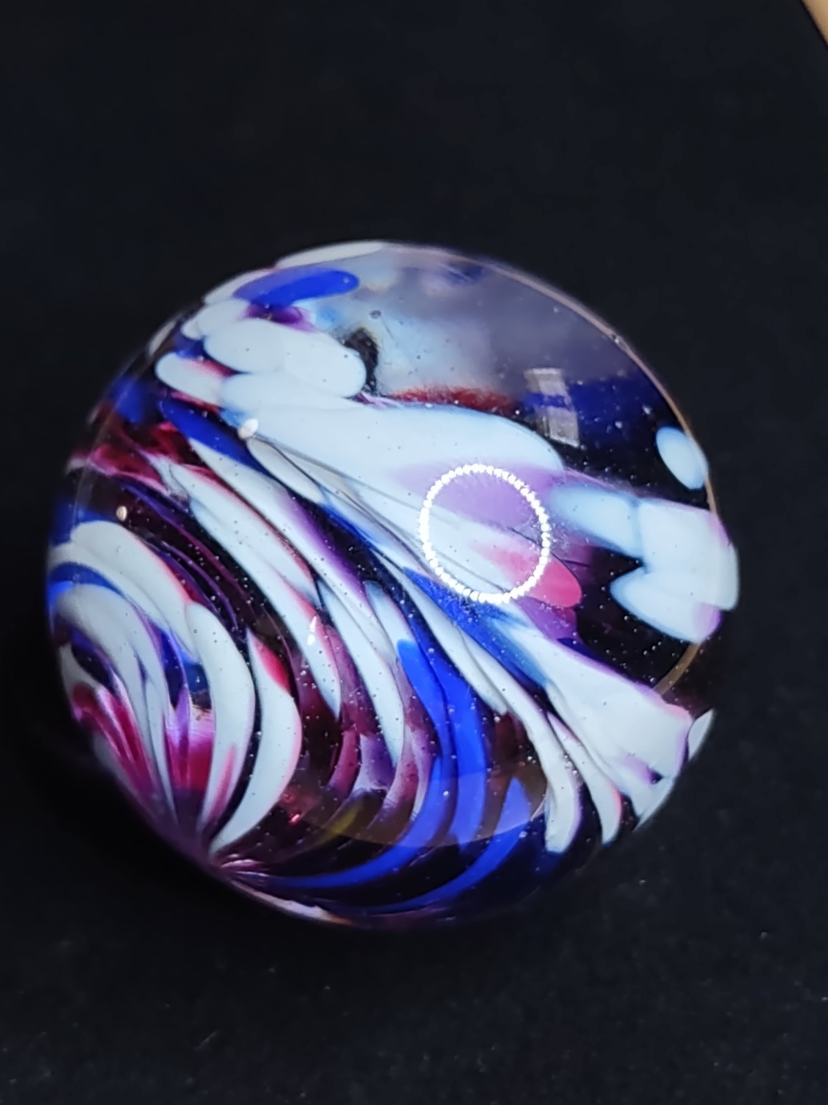 1.89″ LG Purple & Blue Cloud SPIRAL Swirl Contemporary Studio Art Glass Marble