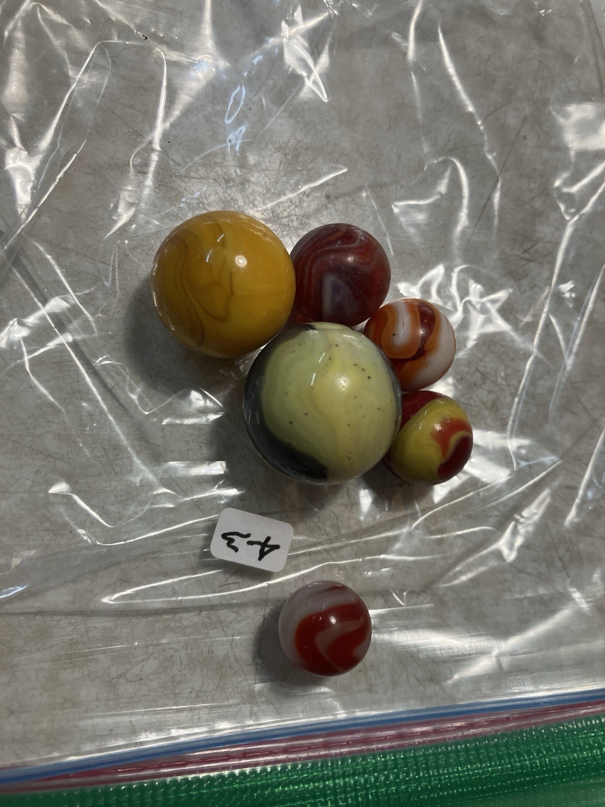 6 Old Machine Made Marbles Lot 43