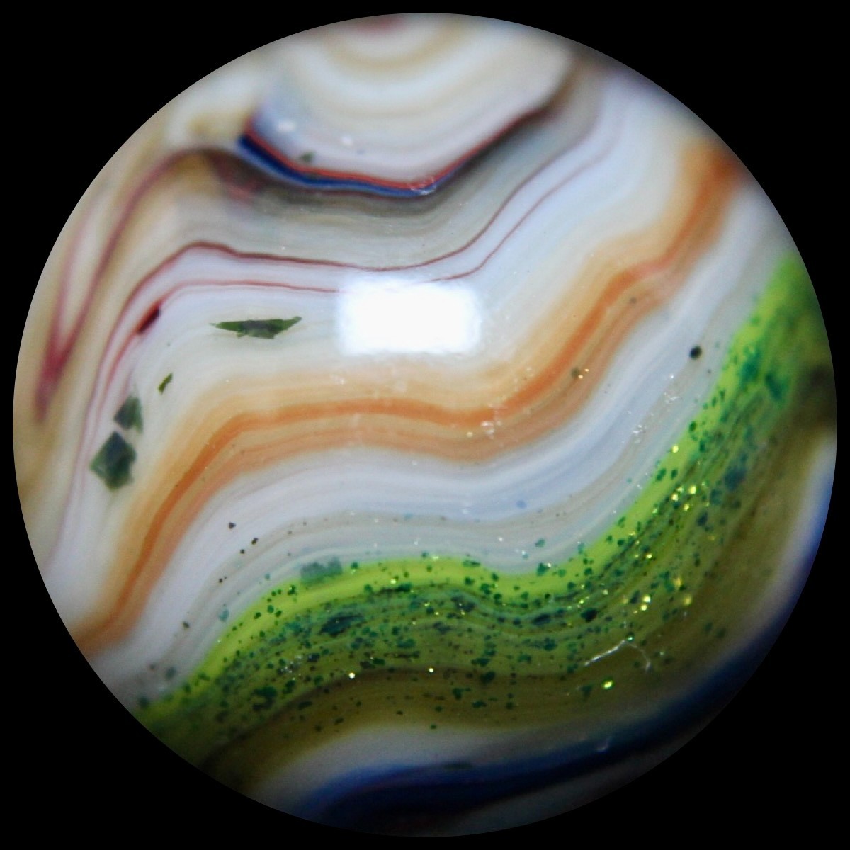 DAS West Virginia Red Buds Marble: Aventurine & Oxblood Fine Lines