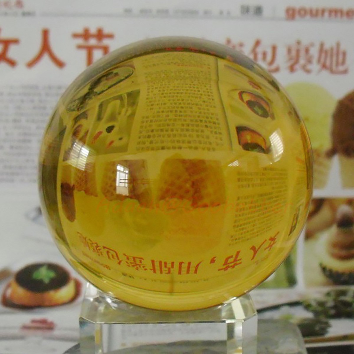 16-100mm Yellow Crystal Glass Ball Marbles Healing Sphere Photography Lens Decor