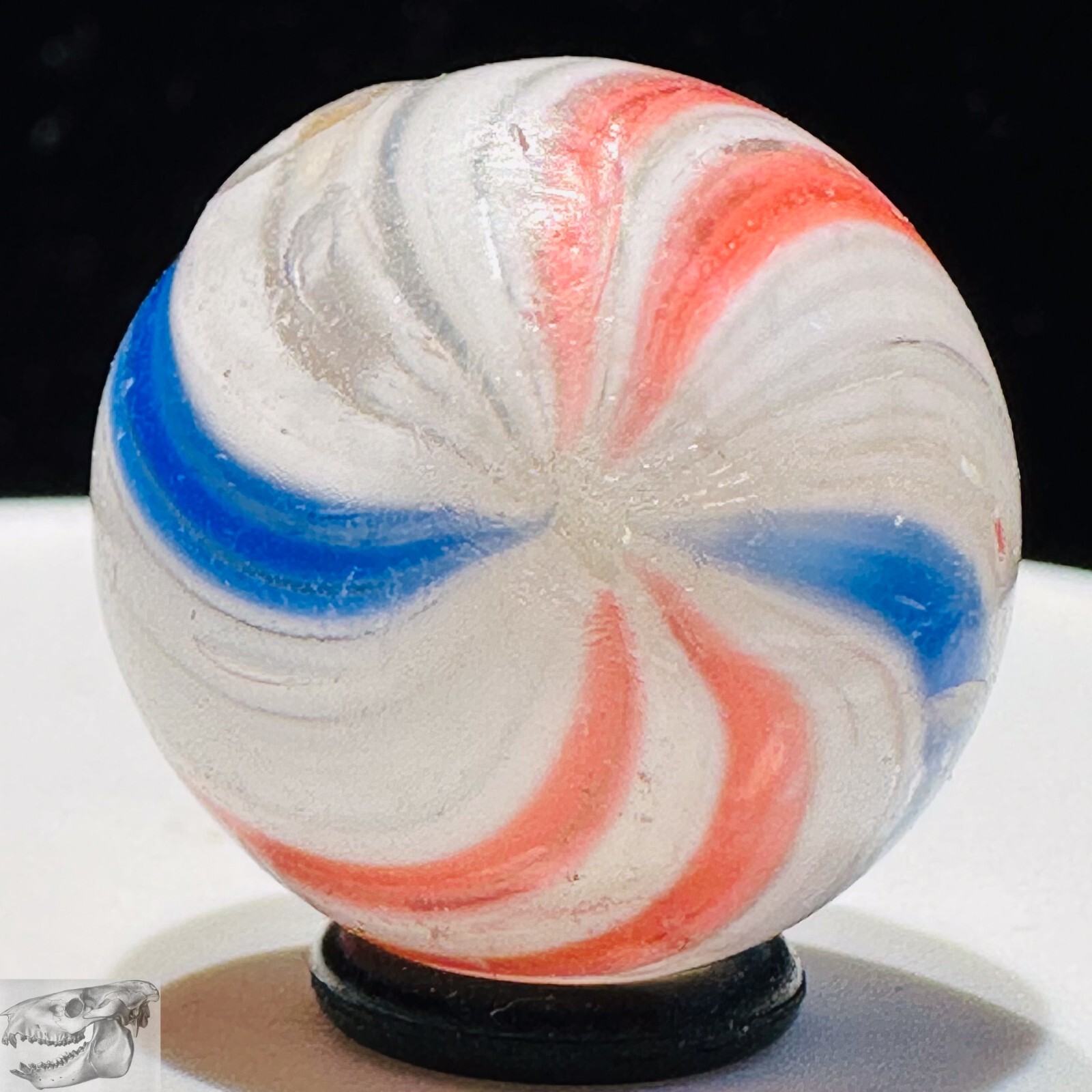 Handmade Peppermint Swirl Marble, 11/16 in, Near Mint, Germany, 1860-1920, S840