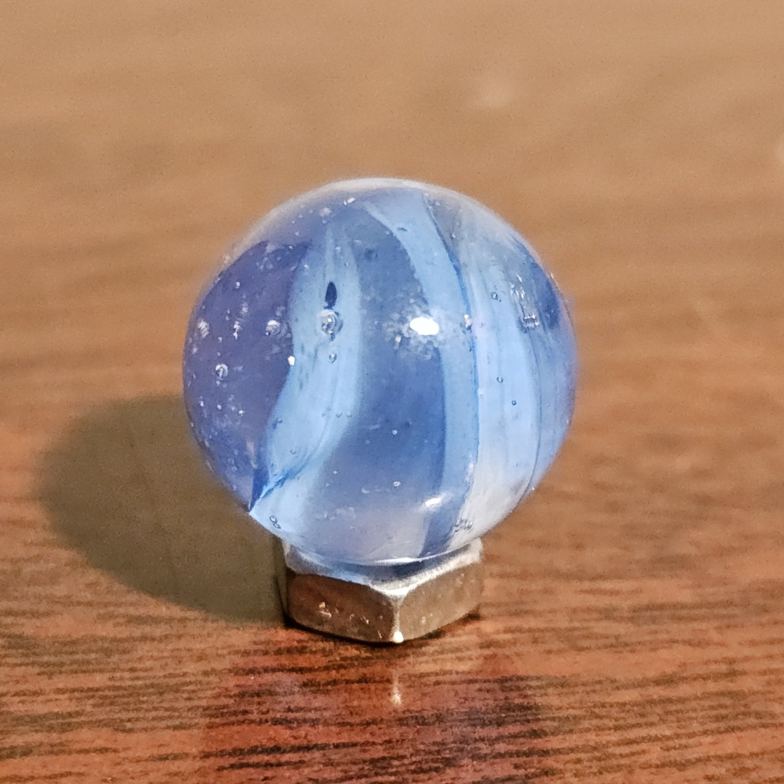 Vintage CE Bogard Blue 4 Lobe Floppy .625″ Glass Marble