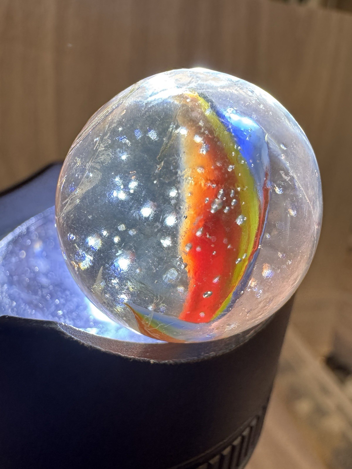 Vintage German Handmade Romanian Flag Shooter Marble
