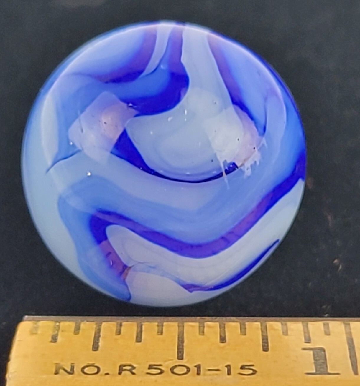 Alley Agate Co. HUGE Cobalt Blue Swirl SHOOTER Vintage Marble MINT! 7/8!!