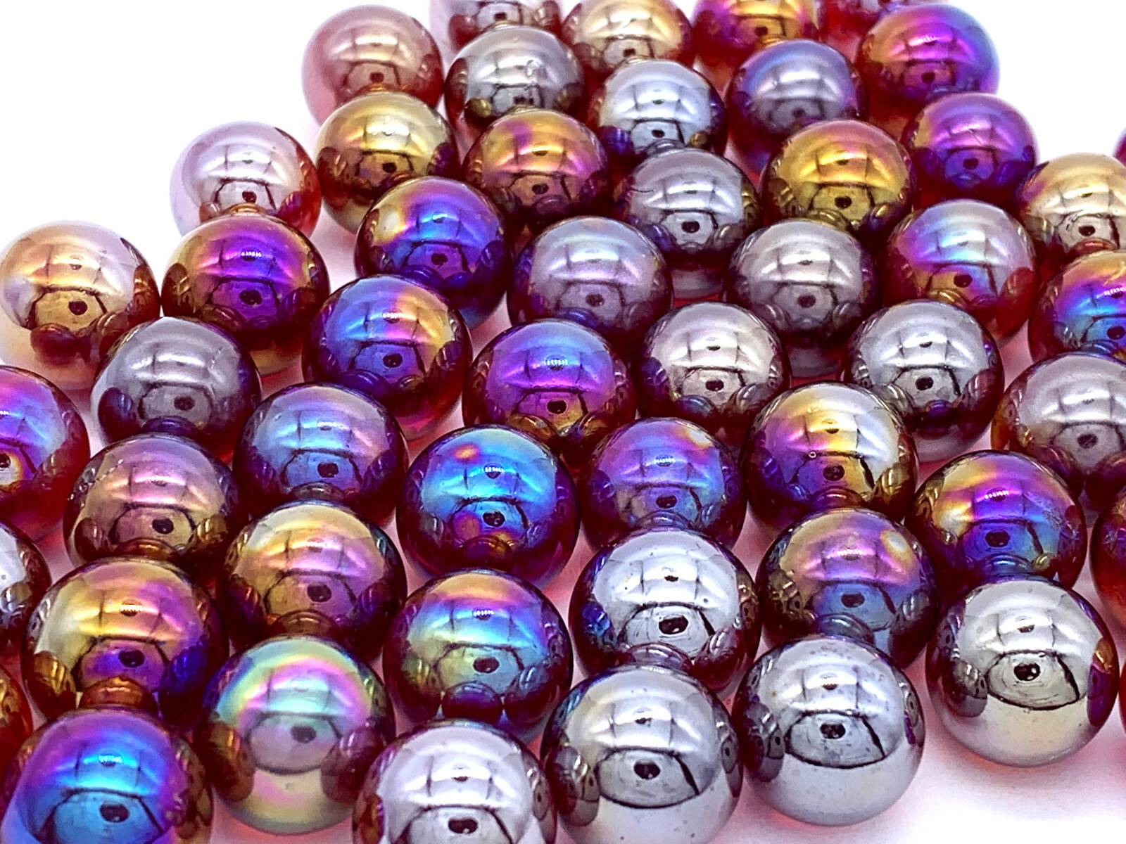 14mm Lustered Ruby Pk 100 Glass Player Marble .55″ Translucent Red Iridescent