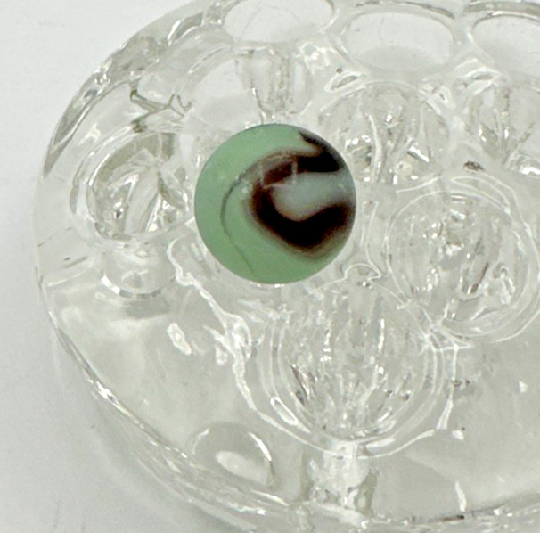 Alley Agate Pistachio Chocolate UV Swirl 5/8″ Marble Mint Green & Brown Smooth!