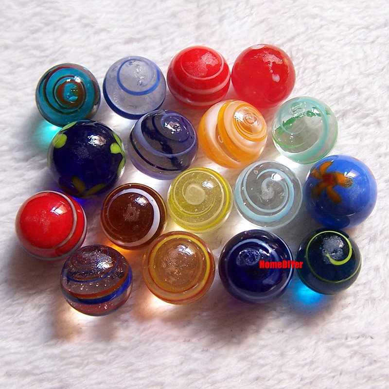 16mm Multicolour Glass Marbles Beads Round Solid Balls Fish Tank Vase Decorative