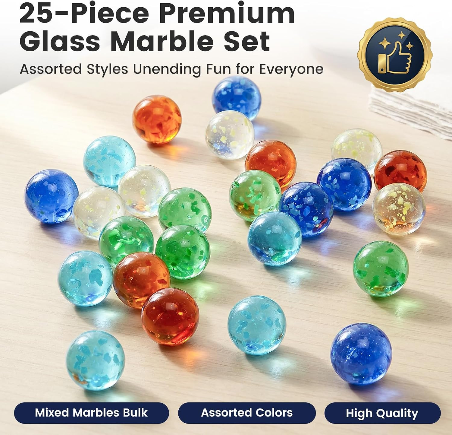 25 PCS Glow in the Dark Marbles, Bulk Luminous Colorful Glass Marbles for Kids M
