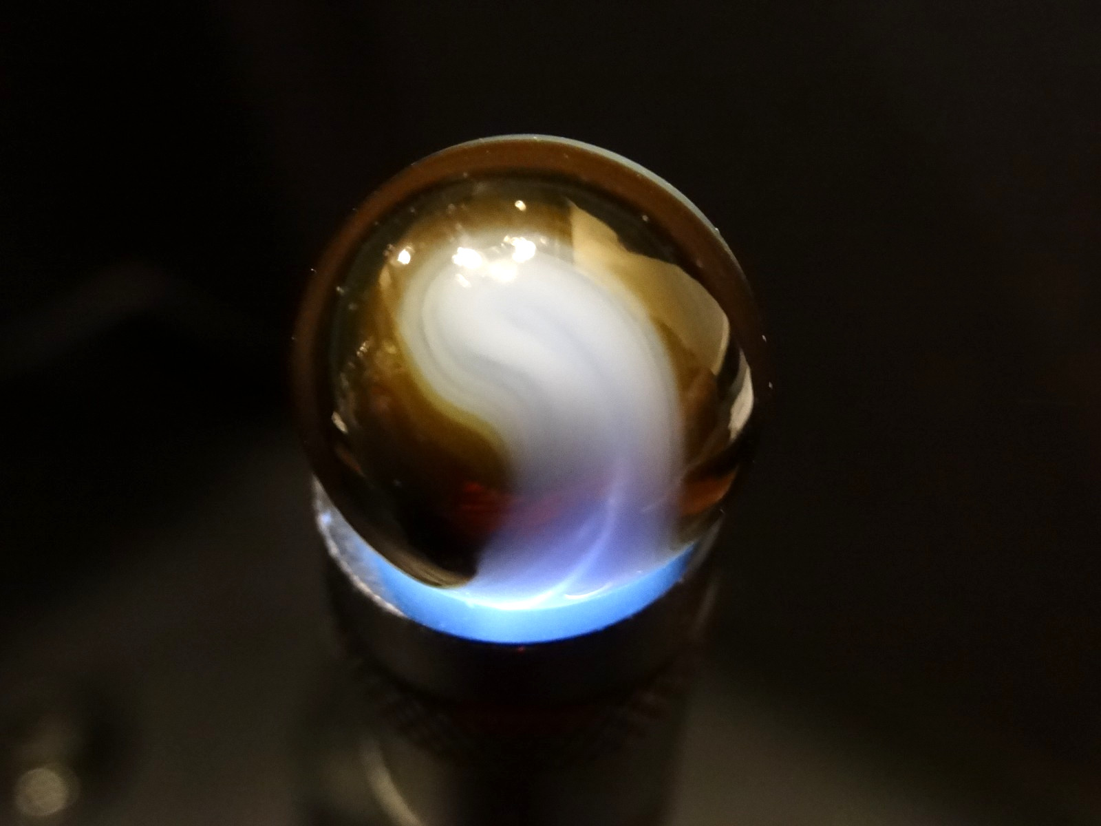 AKRO AGATE CHOCOLATE MULTI COLOR on OPAL GLASS RARE (personal collection)