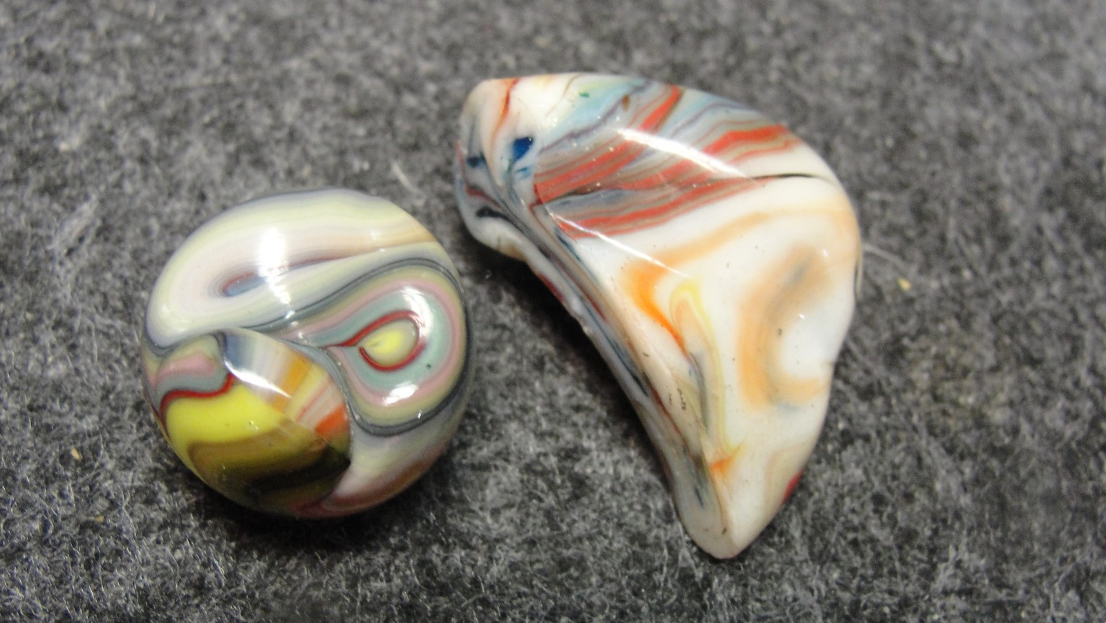 pieces of cullet from Jabo Joker experimental marble runs