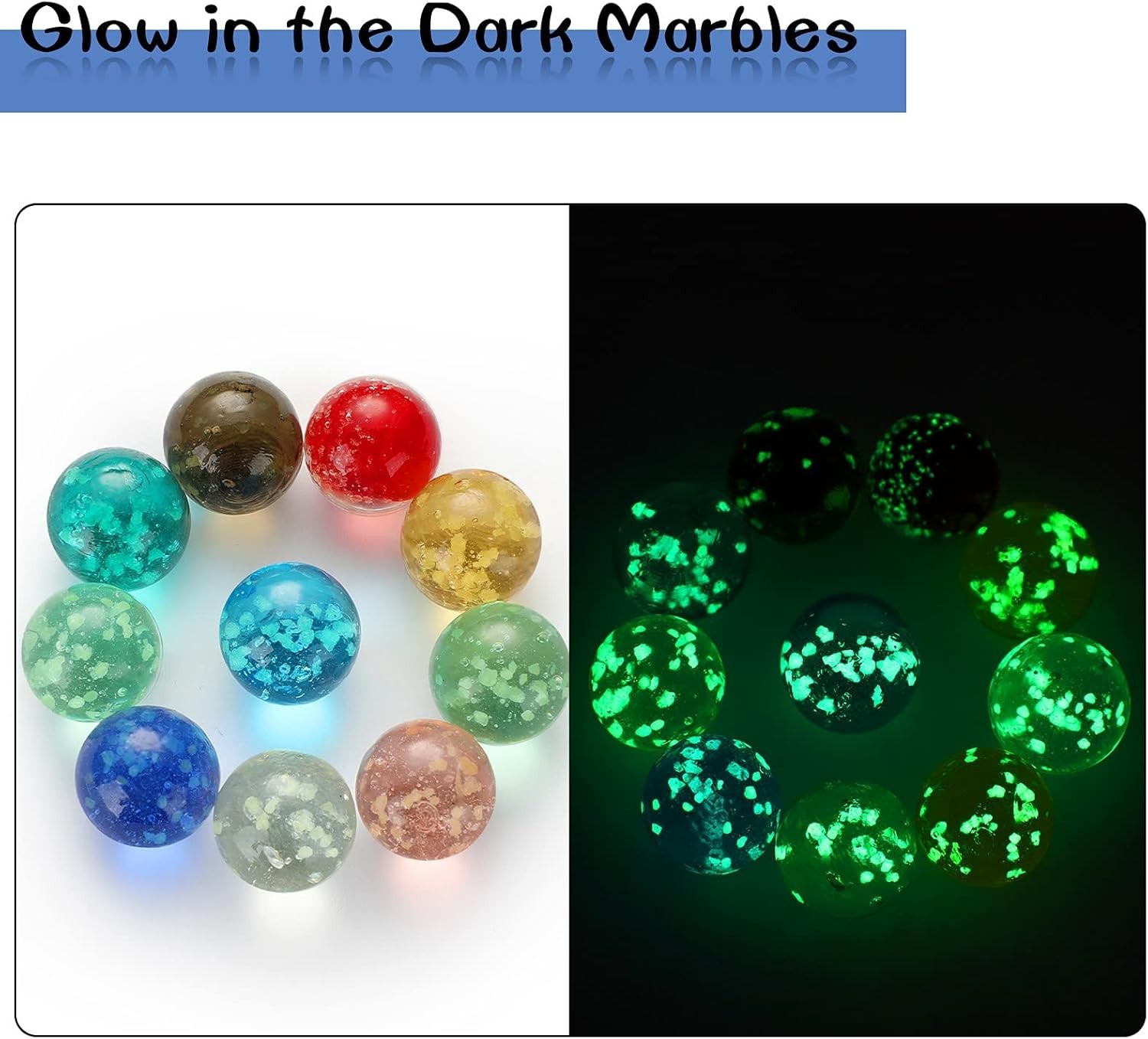20 Pieces Large Marbles Glowing in The Dark, Marbles Bulk Luminous Colorful H…