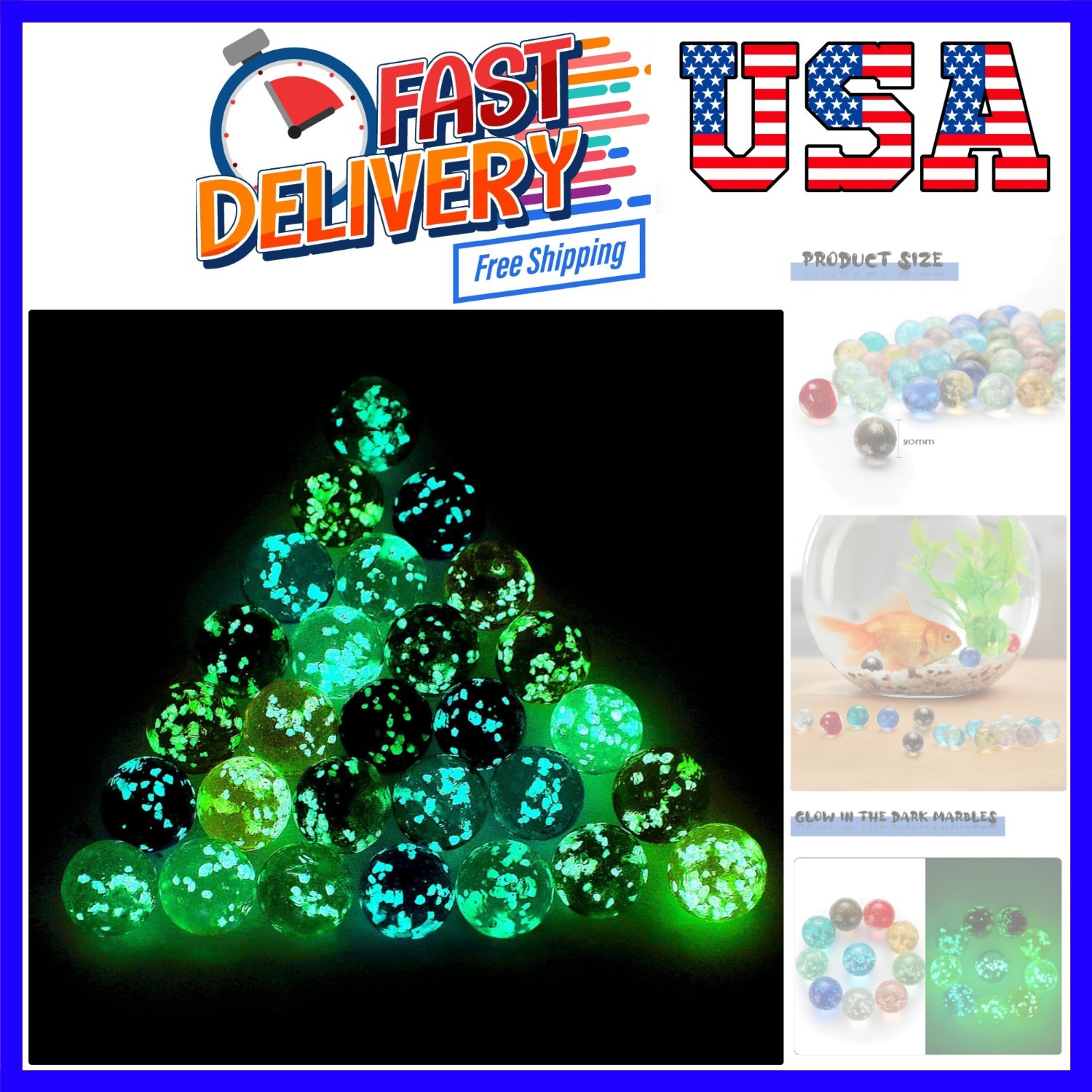 20 Pieces Large Marbles Glowing in The Dark, Marbles Bulk Luminous Colorful H…