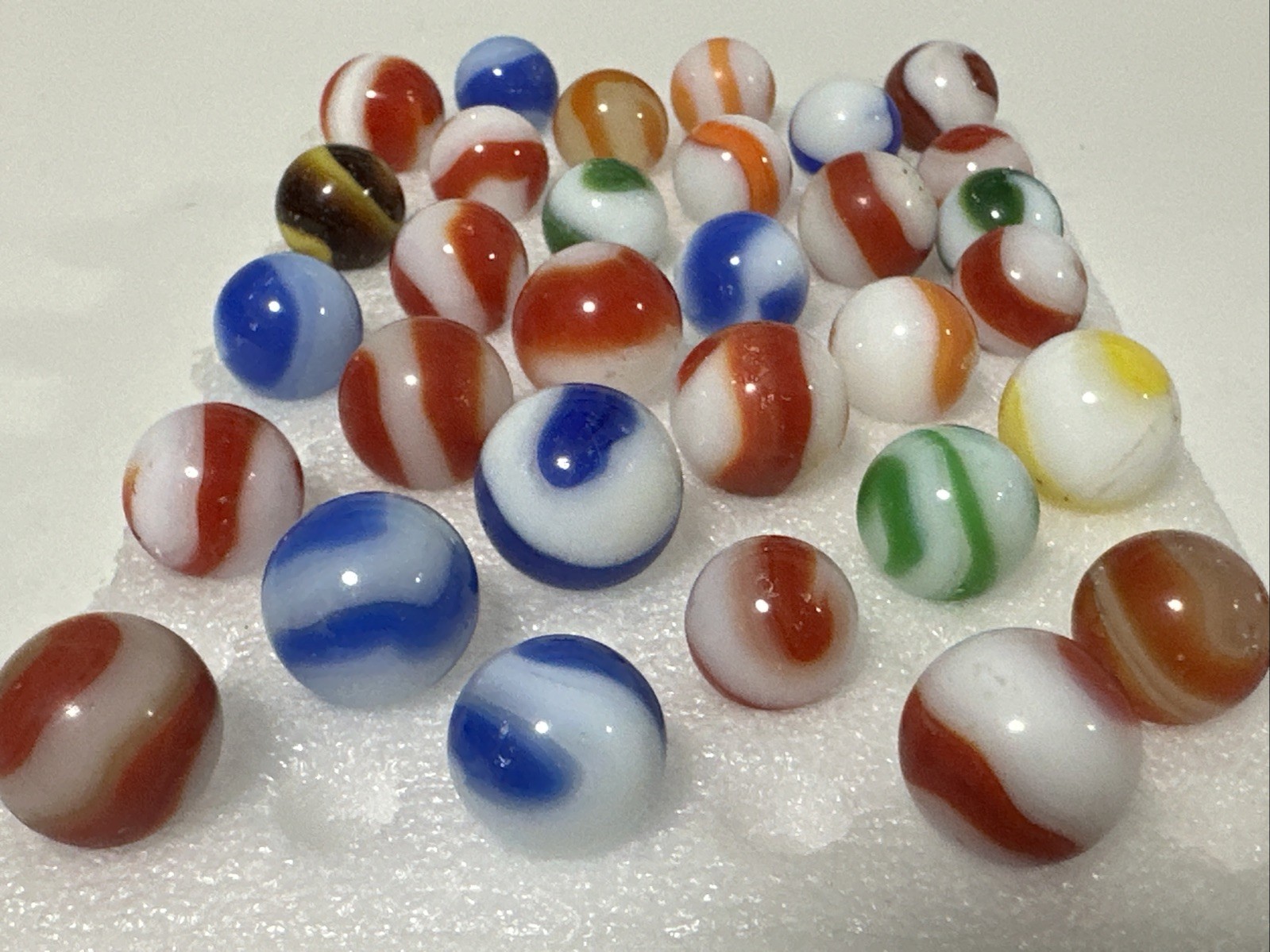 414 Lot Of 31 Akro Agate Prize Name Vintage Marbles! Played With