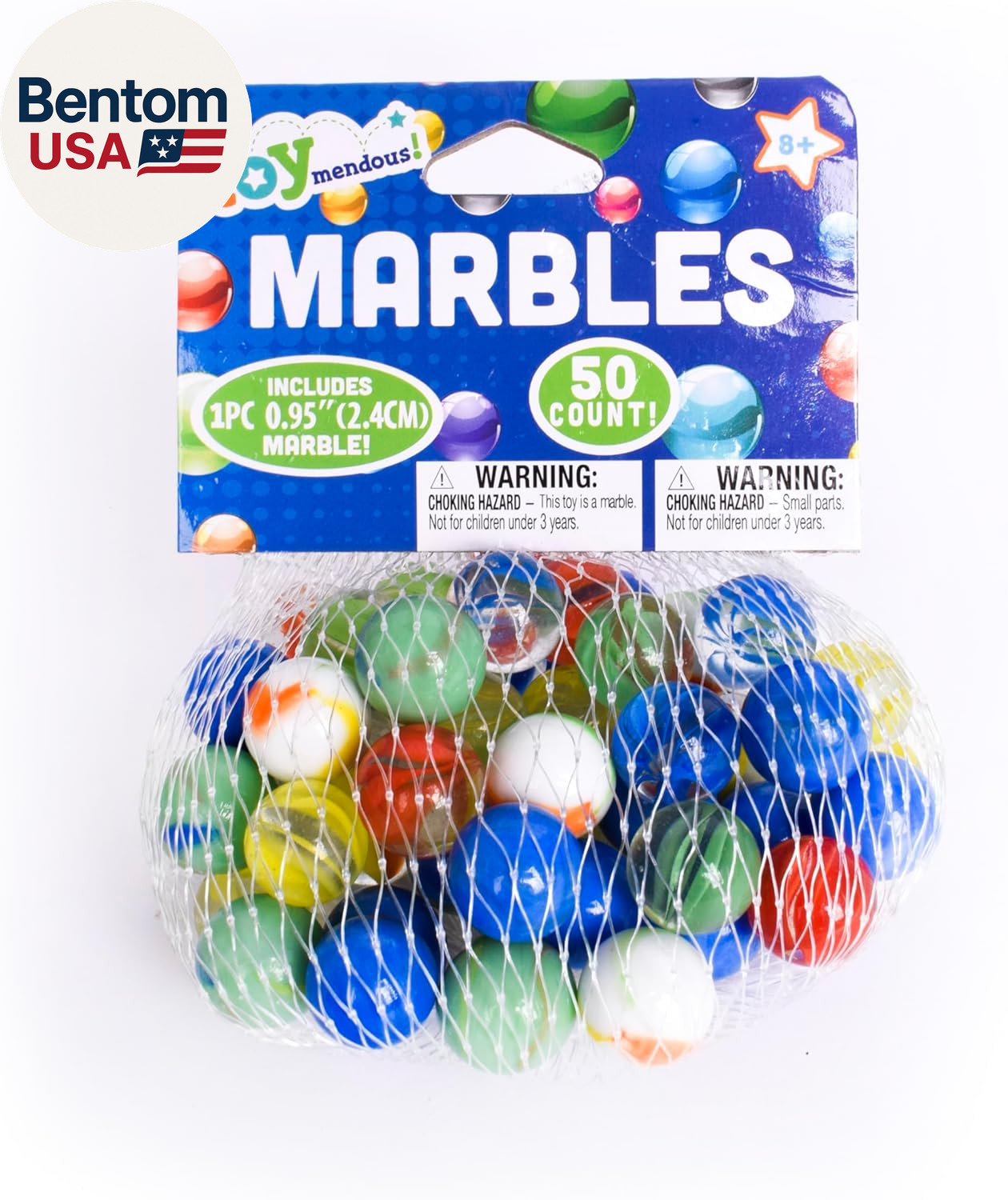 TOYMENDOUS 50 Piece Marbles – Colorful Glass Marble for Kids Games | 49 Player M